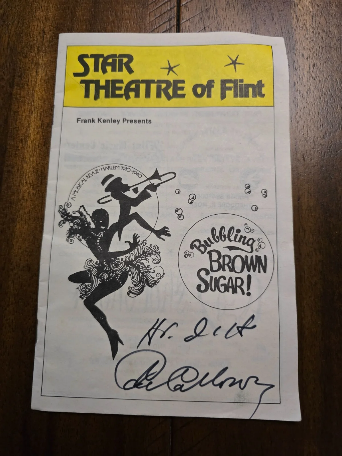 Cab Calloway — Signed Playbill Bubbling Brown Sugar - Cab Calloway Flint MI