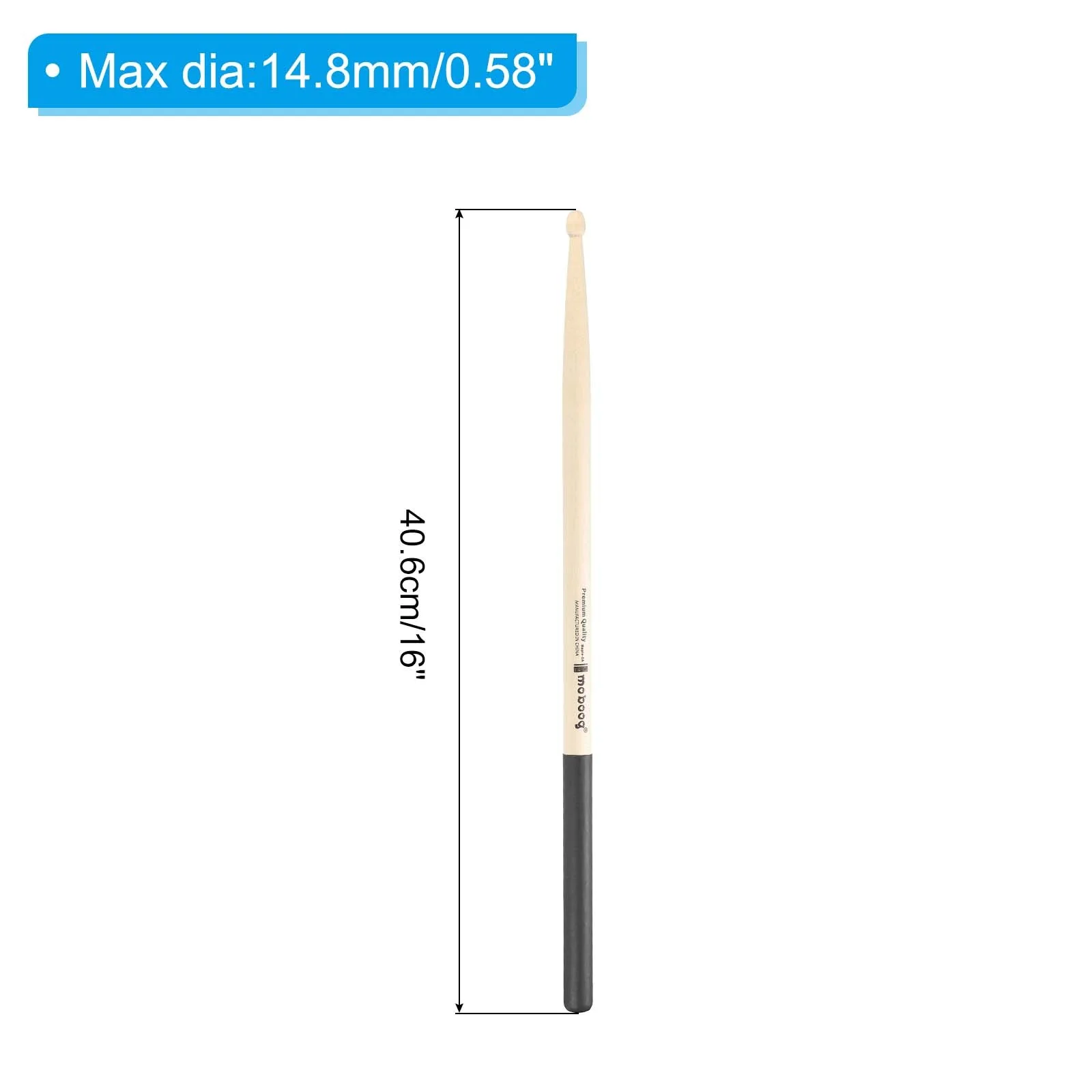 Wood Drumstick Anti Slip Handle Grips Drum Stick Wrap 5A Black 2 Pair, изображение 2