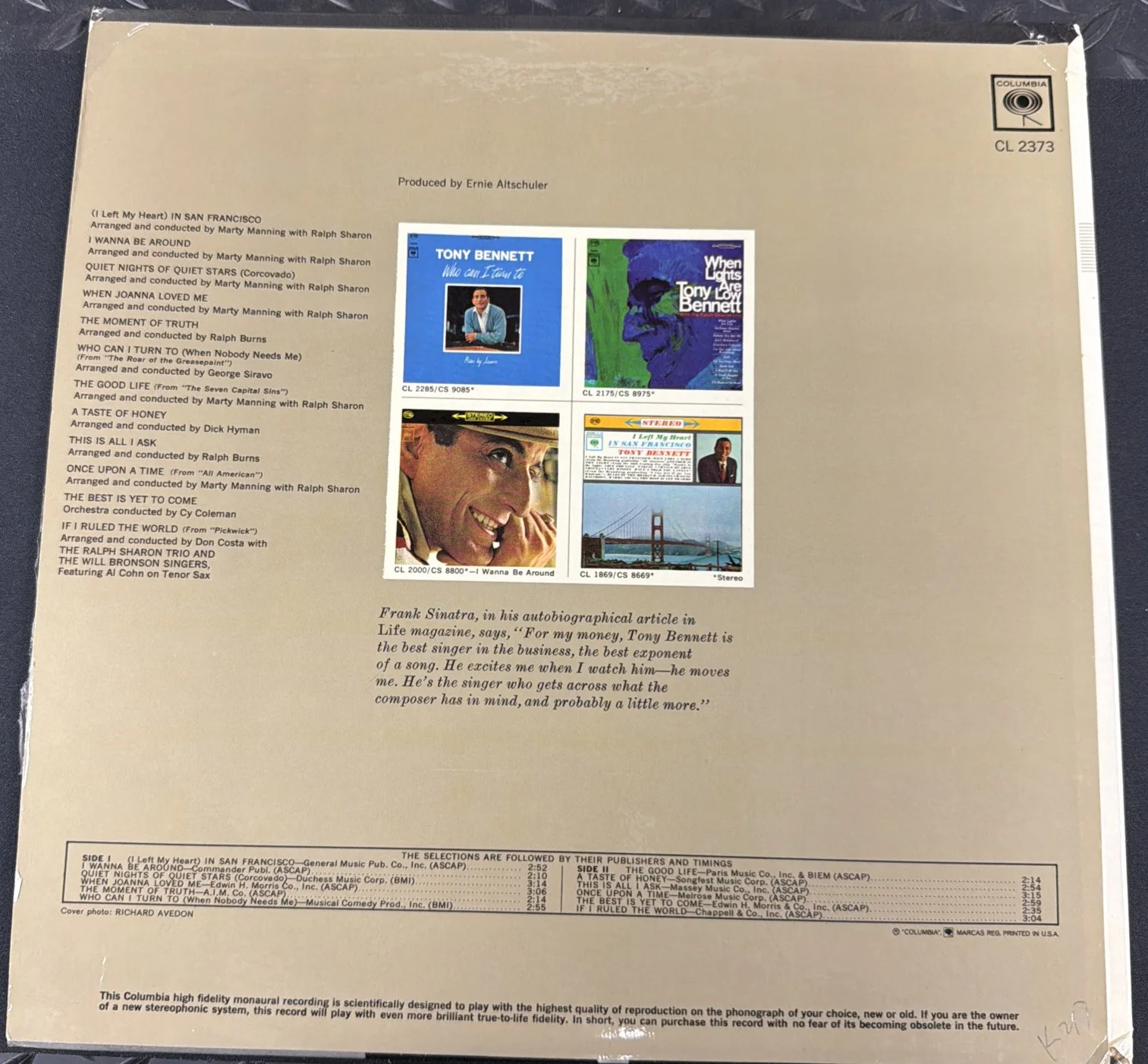 Tony Bennett Signed Tony's Greatest Hits Volume III Cover WITH ALBUM D. JSA, image 2