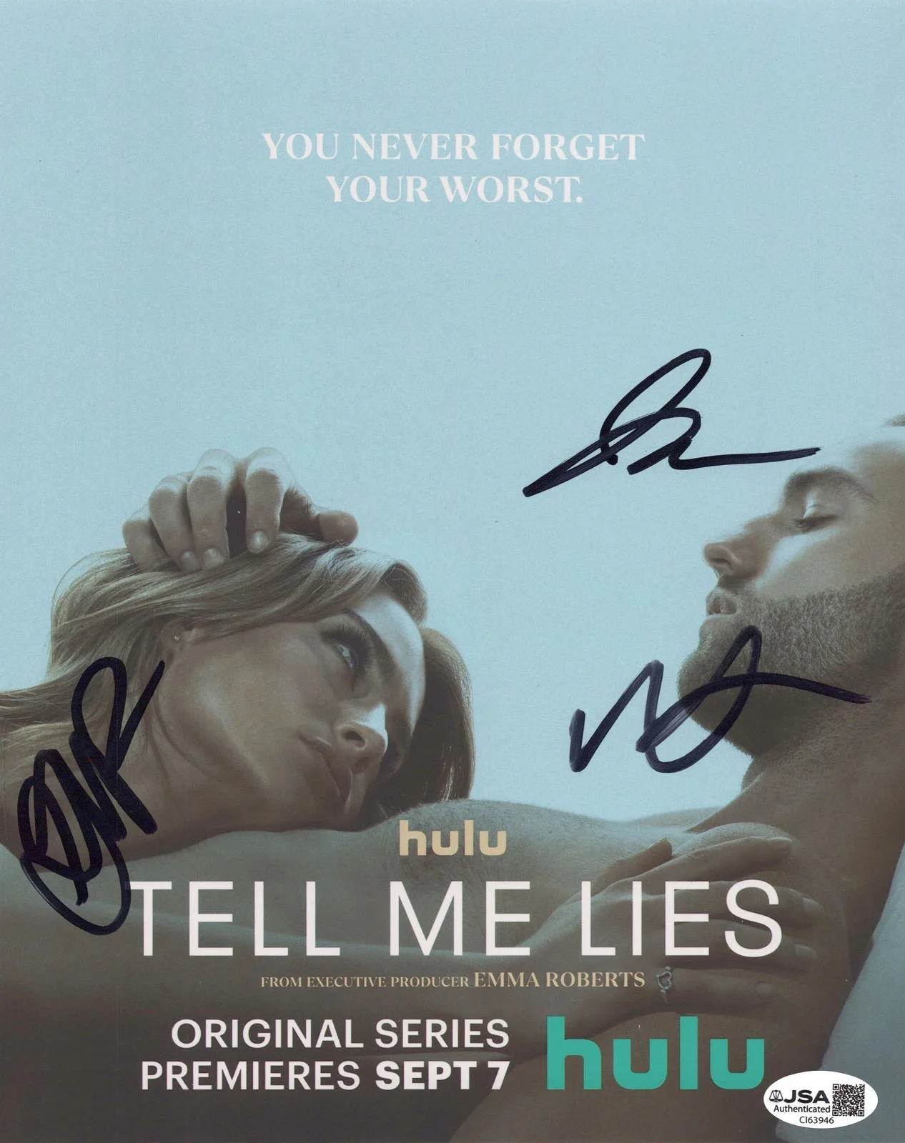 Grace Van Patten, Jackson White, Meaghan Oppenheimer — Grace Van Patten, Jackson White +1 signed "TELL ME LIES" 8x10 Photo d JSA COA, image 5