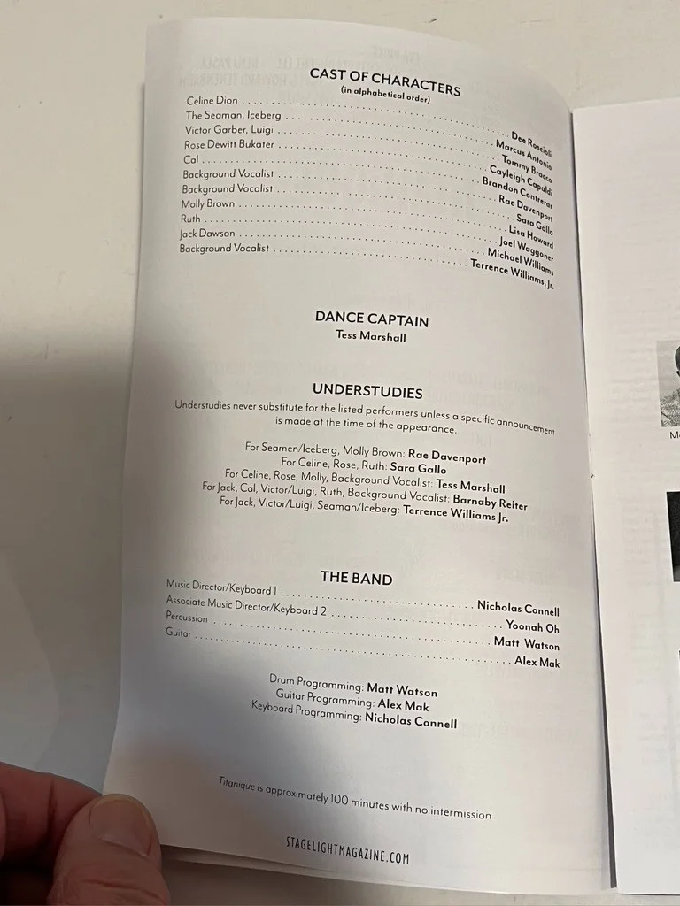 cast — TITANIQUE CAST HAND SIGNED NEW YORK CITY PLAYBILL Stage Light Off Broadway, изображение 3