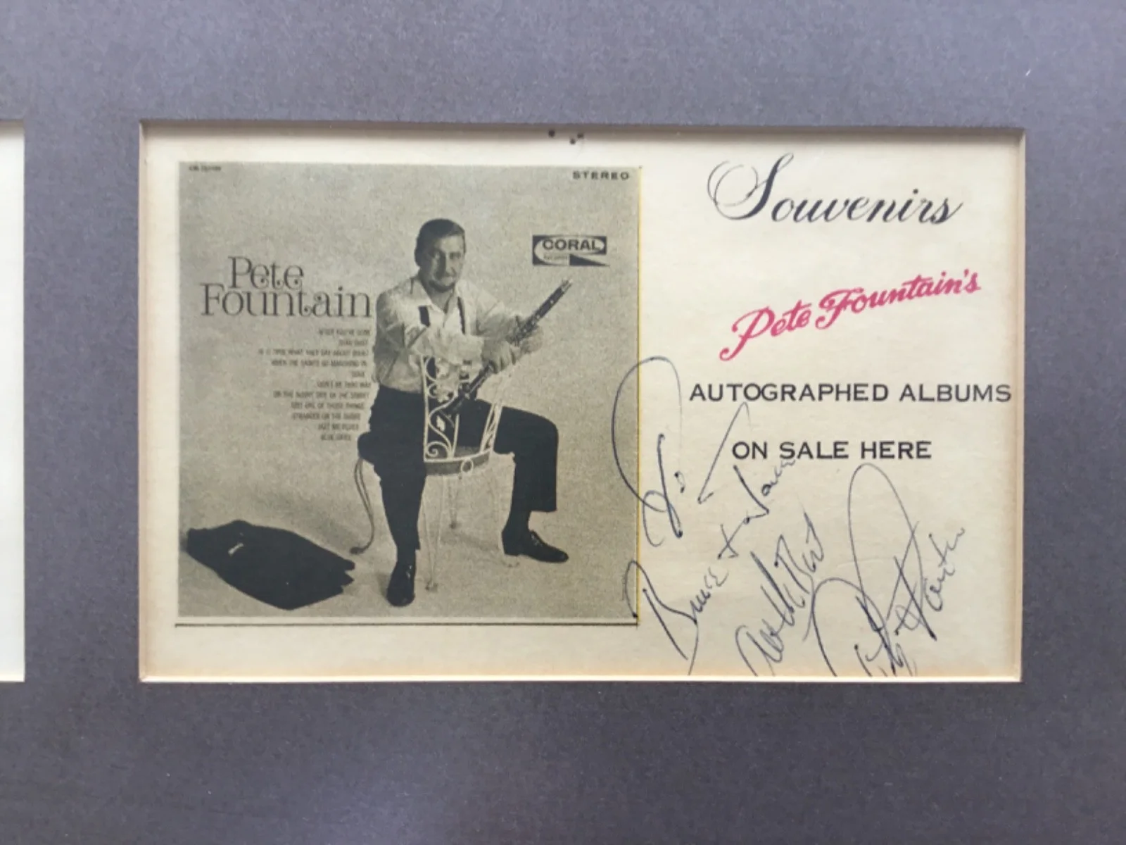 Framed Celebrity Autographs Shirley MacLaine Robert Goulet Pete Fountain, image 2