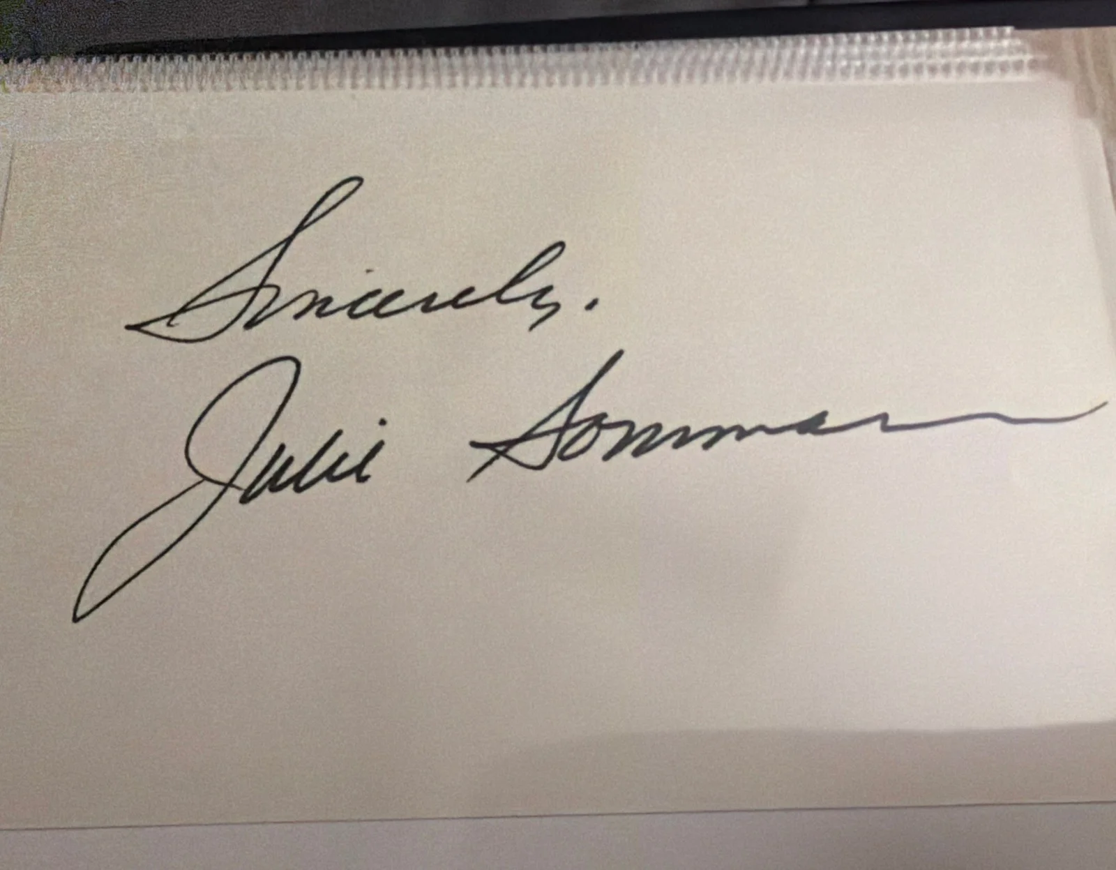 Julie Sommars Signed 3x5 Index Card Autograph Matlock Actress, изображение 2