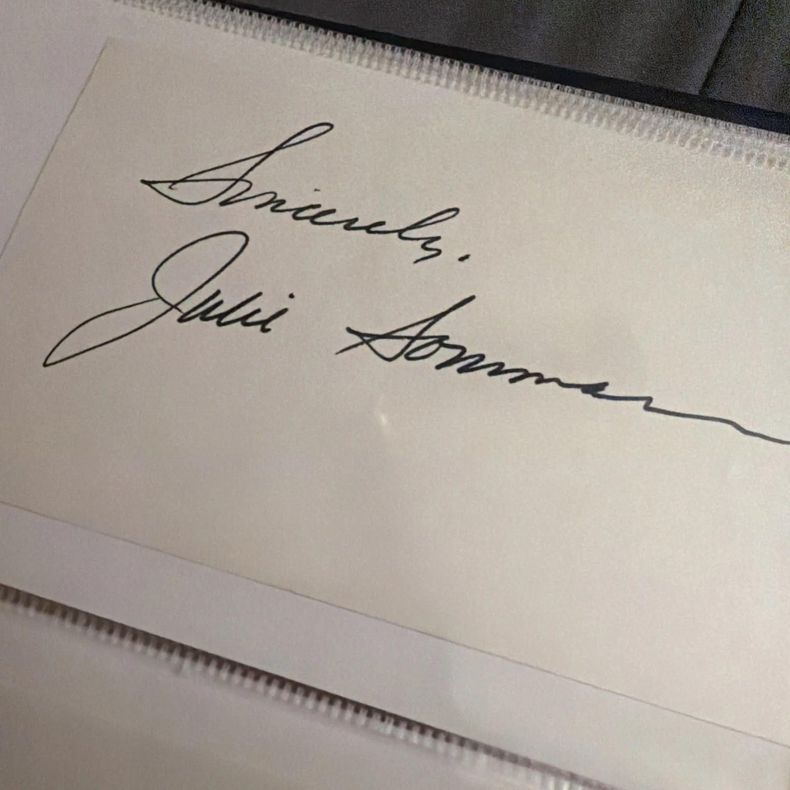 Julie Sommars Signed 3x5 Index Card Autograph Matlock Actress, изображение 3