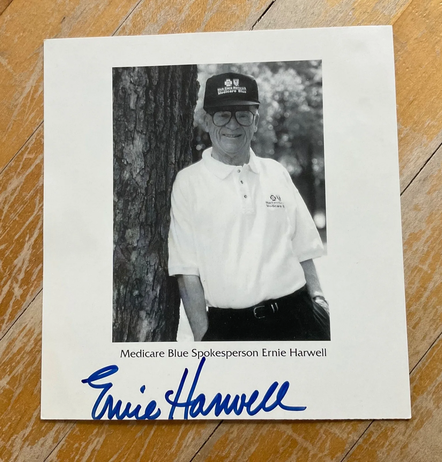 VINTAGE = ERNIE HARWELL HAND SIGNED AUTOGRAPHED B&W 5X6 ORIGINAL MEDICARE PHOTO, изображение 4