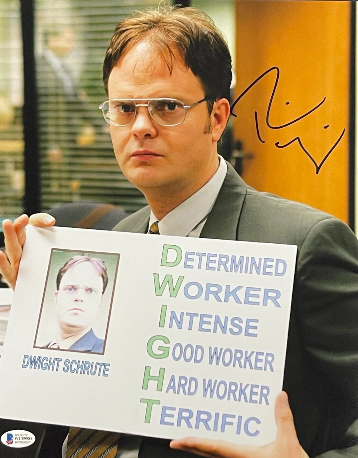 Rainn Wilson — Rainn Wilson Signed 11x14 Photo The Office Authentic Autograph Beckett Witness