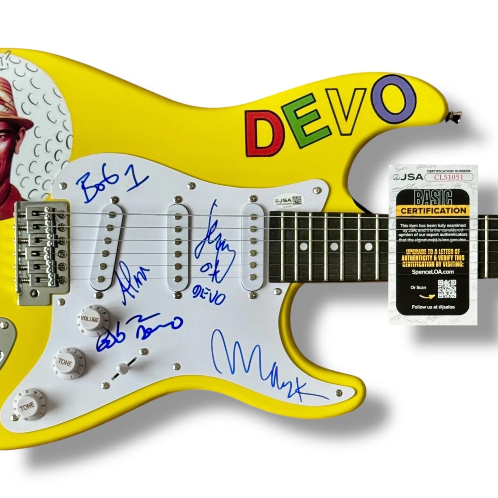 Devo Signed Guitar Custom JSA COA Bob Mark Mothersbaugh Bob Jerry Casale Alan, image 2