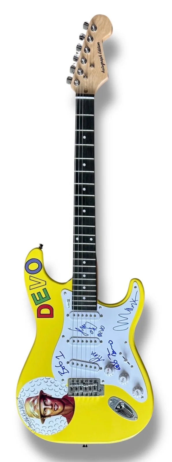 Devo Signed Guitar Custom JSA COA Bob Mark Mothersbaugh Bob Jerry Casale Alan, image 3