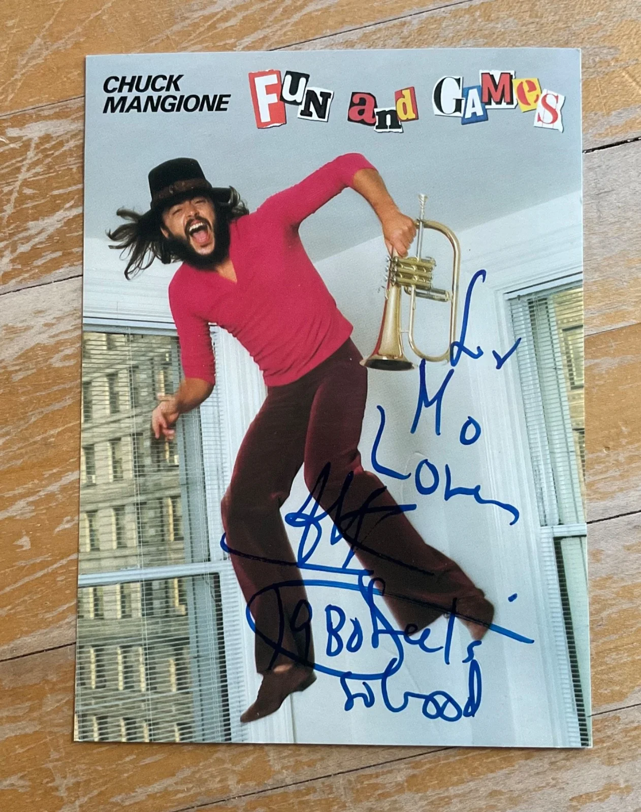 CHUCK MANGIONE HAND SIGNED AUTOGRAPHED = POSTCARD FUN AND GAMES, image 4