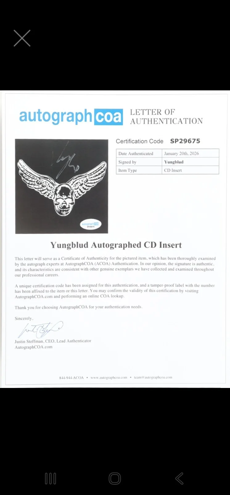 Yungblud Signed One More Time Custom Framed CD Insert Display ACOA, image 2