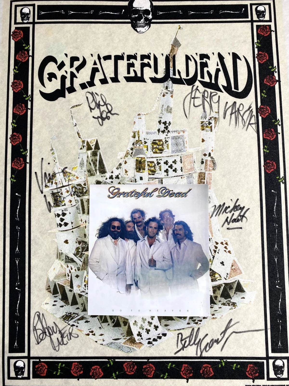 Grateful Dead Band Signed House of Cards Framed Art - Garcia, Lesh, Weir - PSA, изображение 2