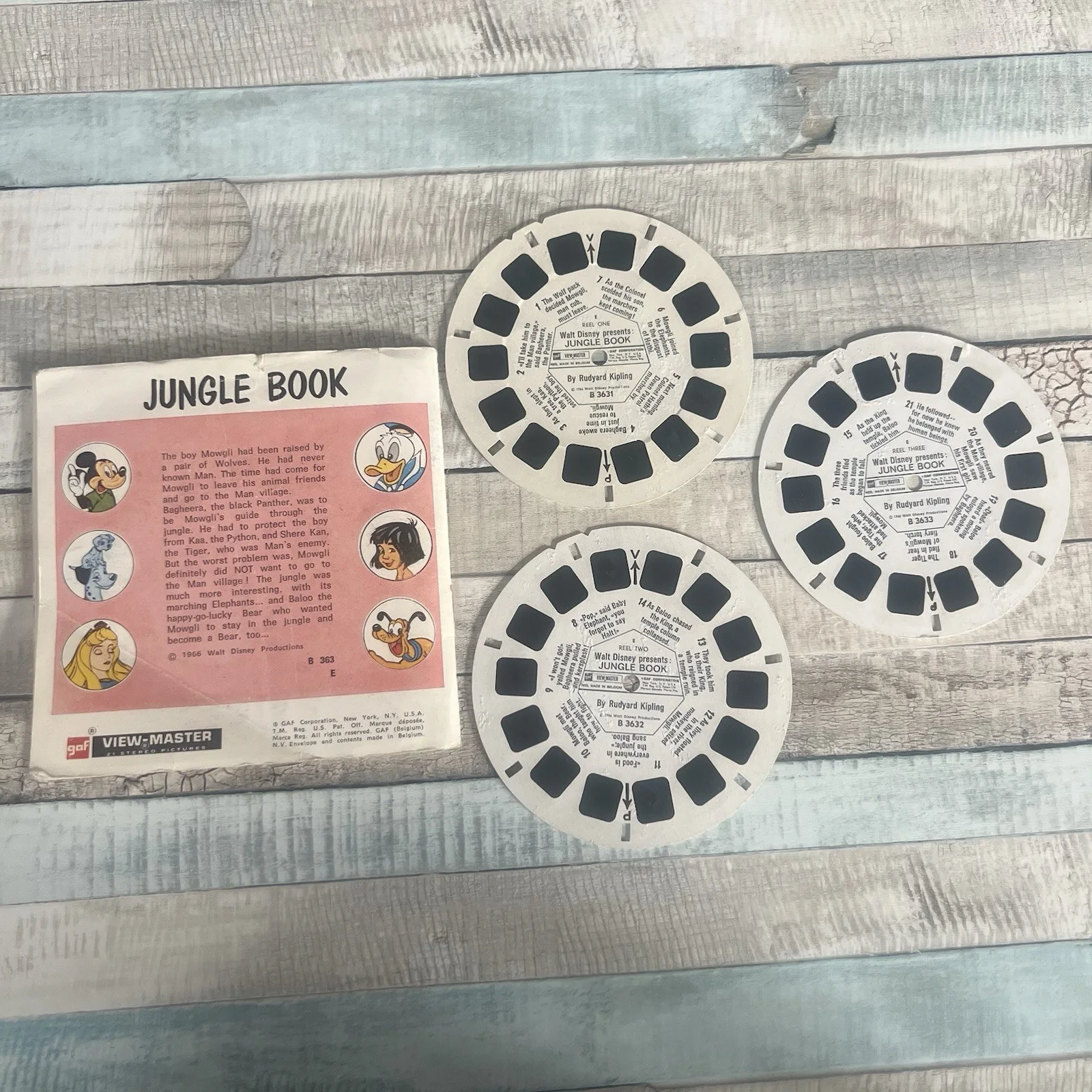 Disney Vintage Jungle Book 1966 View-master 3D Reels Complete Set, image 2