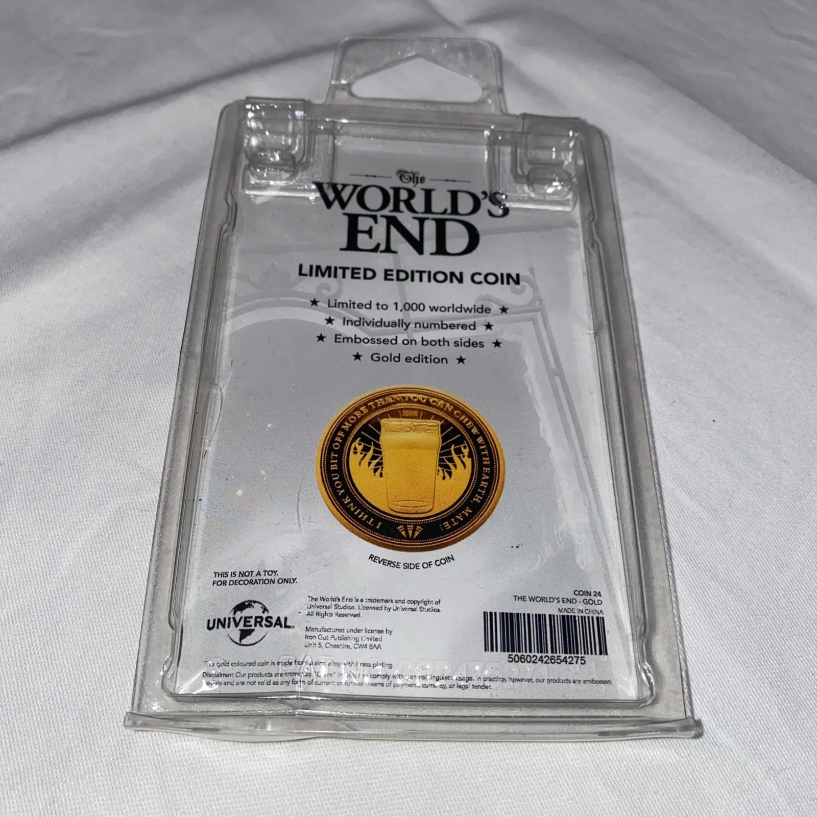 The World's End-Limited Edition-Collectable Gold Edition Coin By Universal. New, image 4