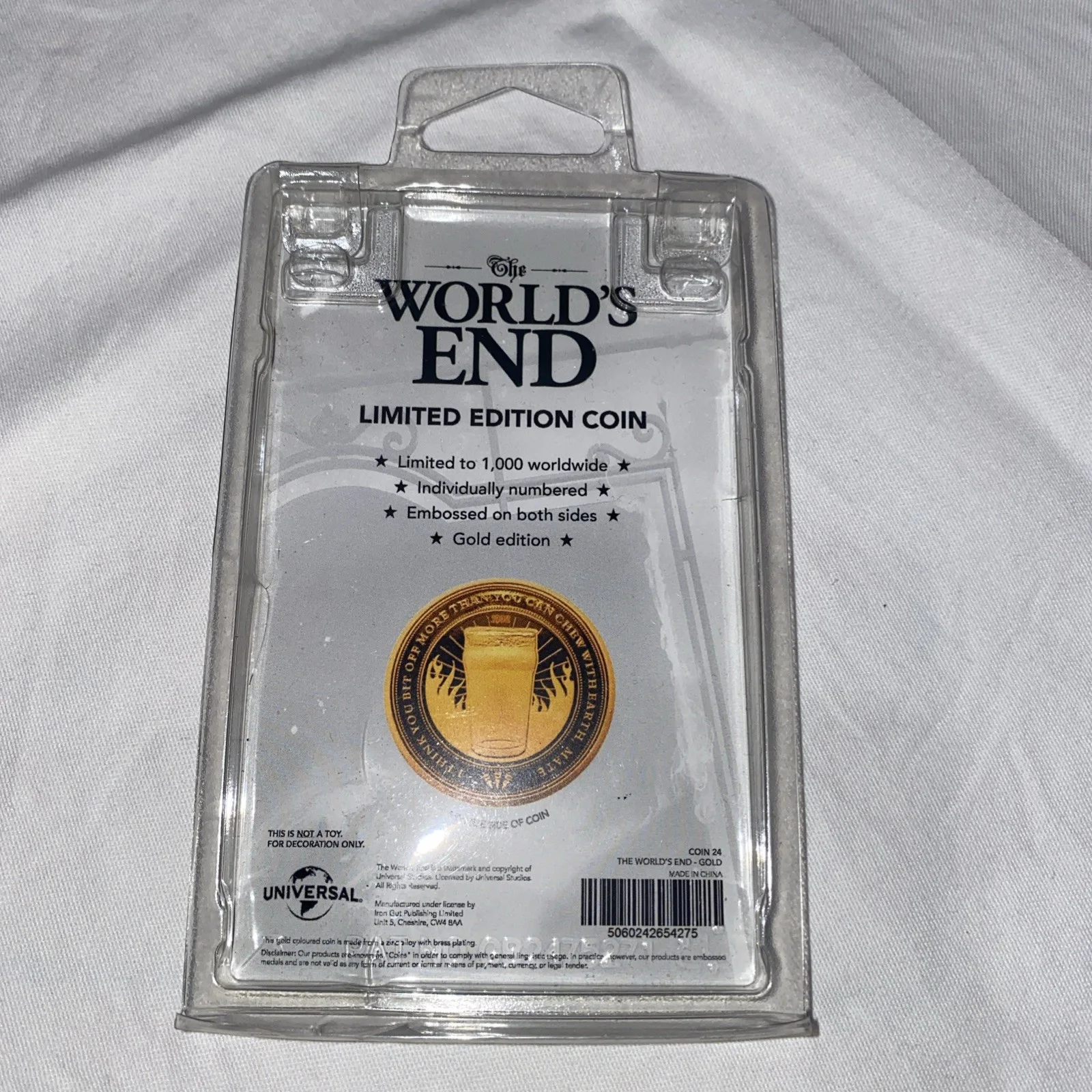 The World's End-Limited Edition-Collectable Gold Edition Coin By Universal. New, image 5