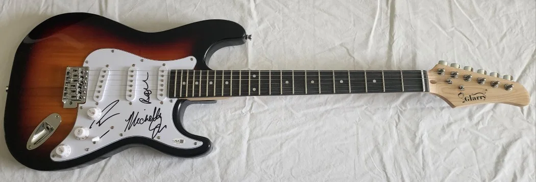 Cannons Signed Band Guitar Paul Davis Ryan Clapman Michelle Joy JSA CJ08443, изображение 2
