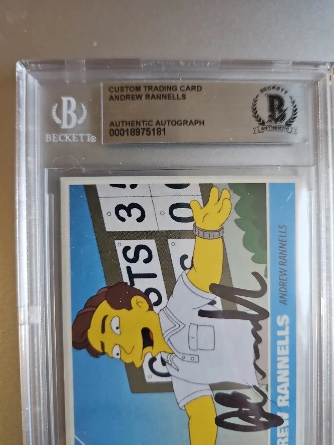 Andrew Rannells — Andrew Rannells Signed Custom Card- The Simpsons - Beckett Encapsulated, изображение 3