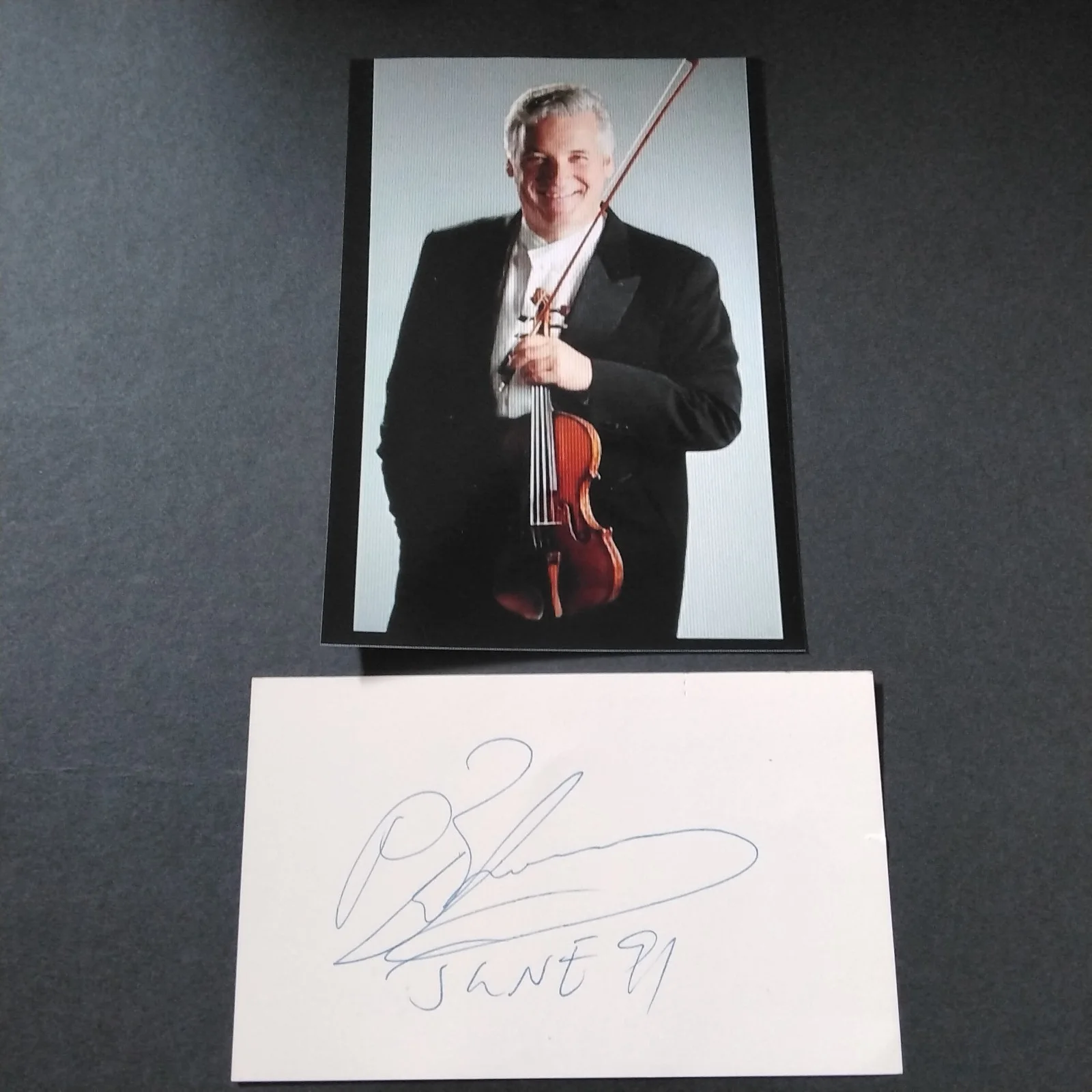 Pinchas Zukerman SIGNED 1991 Card Photo Virtuoso Violinist Conductor Grammy Win, изображение 2