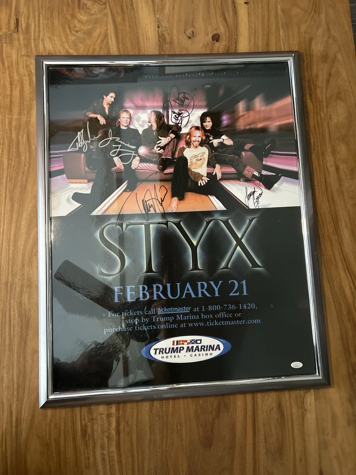 Styx Signed February 21 Trump Marina Poster JSA COA AR35512 Framed, изображение 3