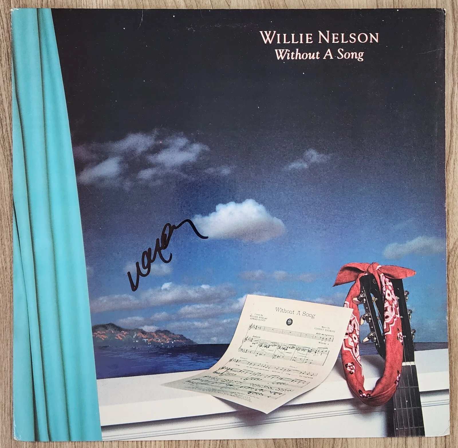 Willie Nelson Signed Without A Song Vinyl Record LP Country Folk LEGEND JSA, изображение 3