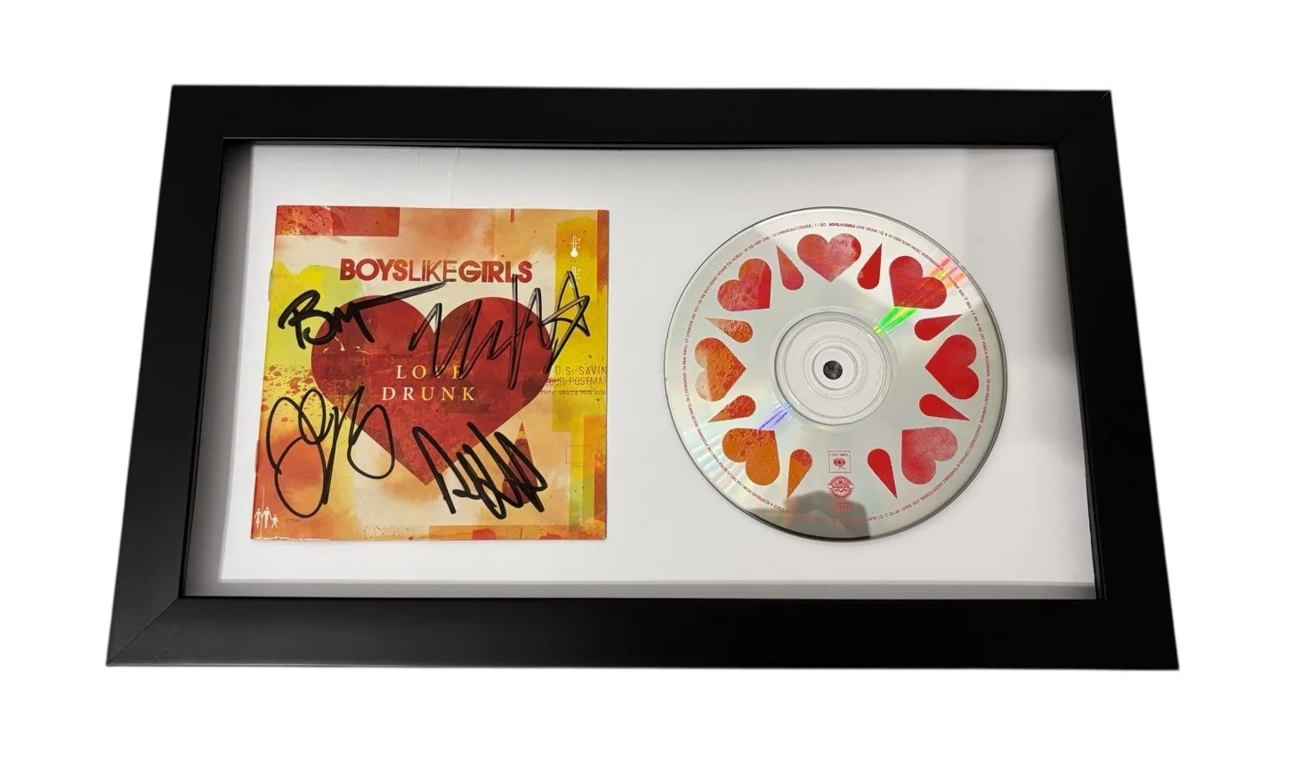 BOYS LIKE GIRLS SIGNED AUTOGRAPH LOVE DRUNK FRAMED CD MARTIN JOHNSON +3 JSA COA, изображение 3