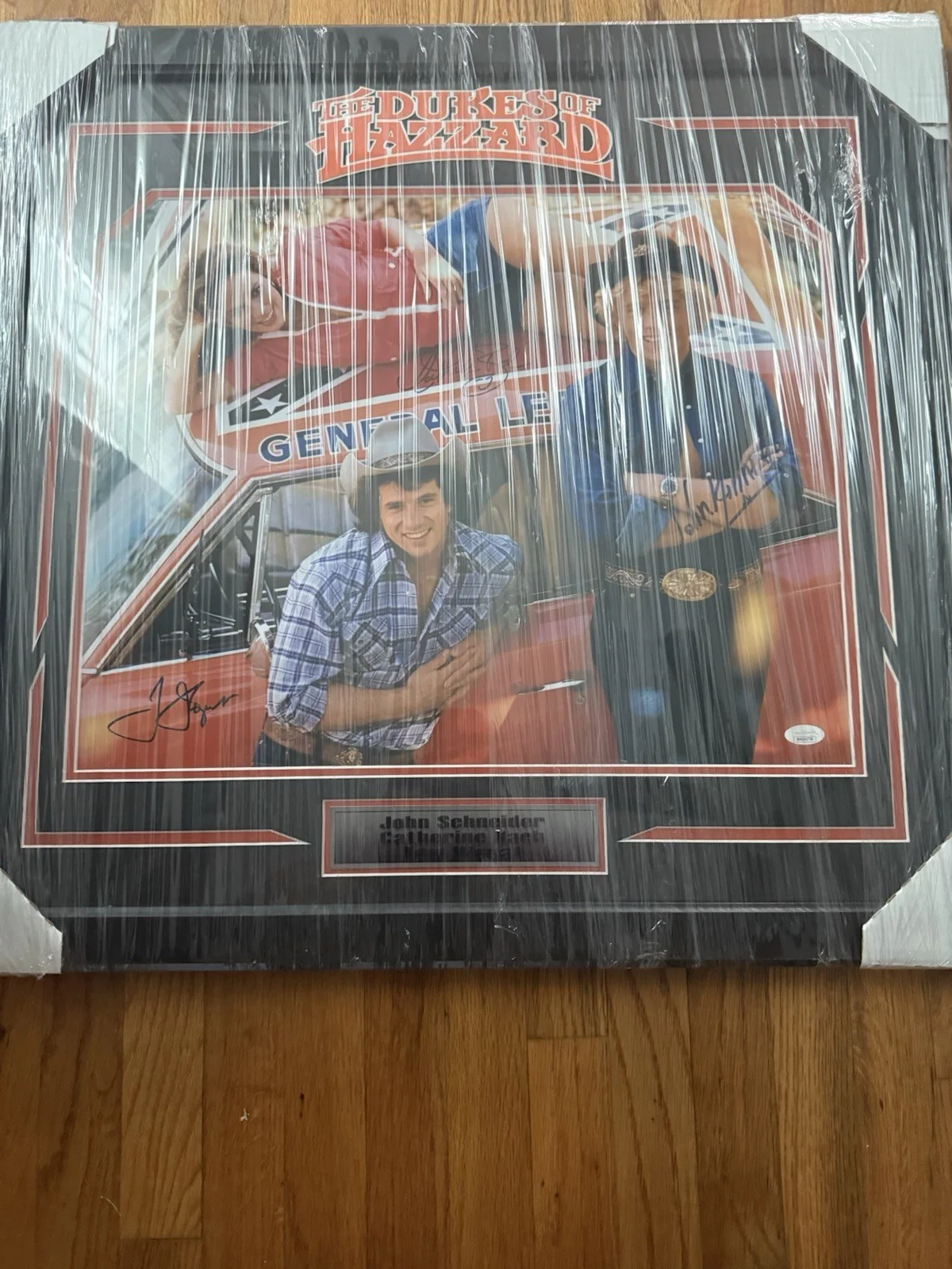 John Schneider, Tom Wopat, Catherine Bach — Dukes of Hazzard Photo Signed by John Schneider, Tom Wopat, and Catherine Bach