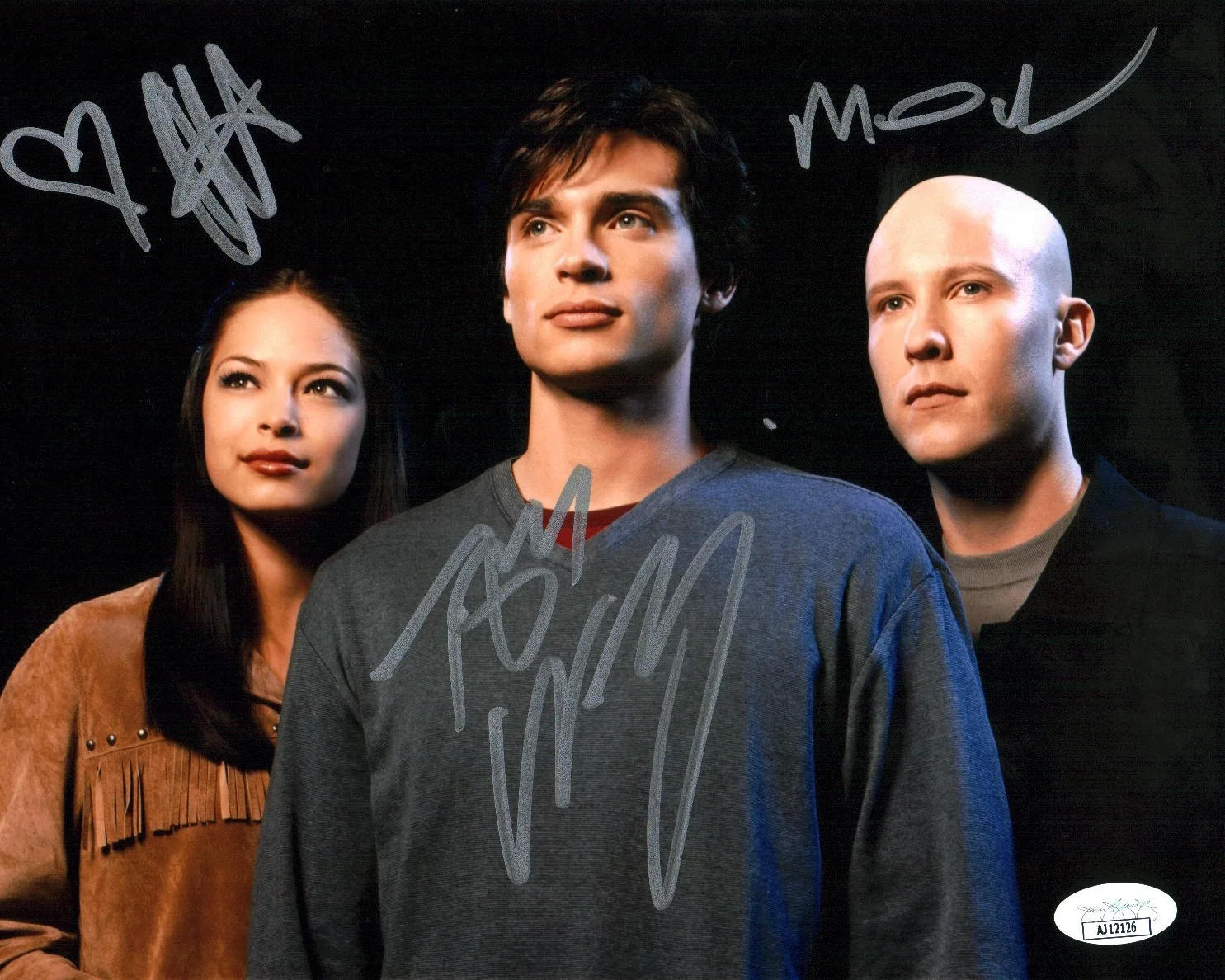Tom Welling, Michael Rosenbaum, Kristen Kreuk — Smallville 8x10 Photo Cast x3 Signed Kreuk Rosenbaum Welling JSA Certified Auto