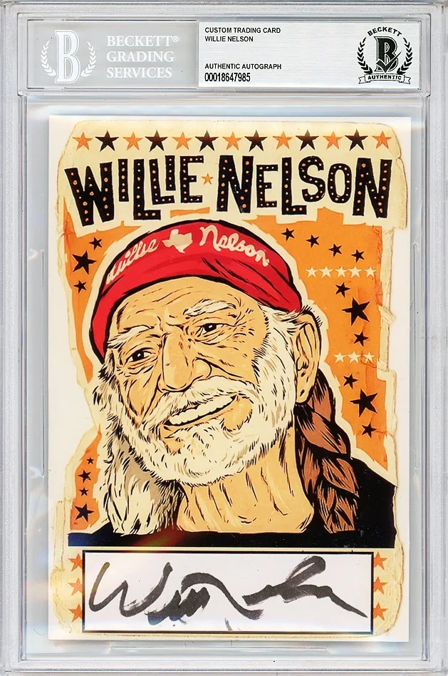 Willie Nelson — -WILLIE NELSON- Beckett BAS Signed/Autograph/Auto 5x7 Country Music Card