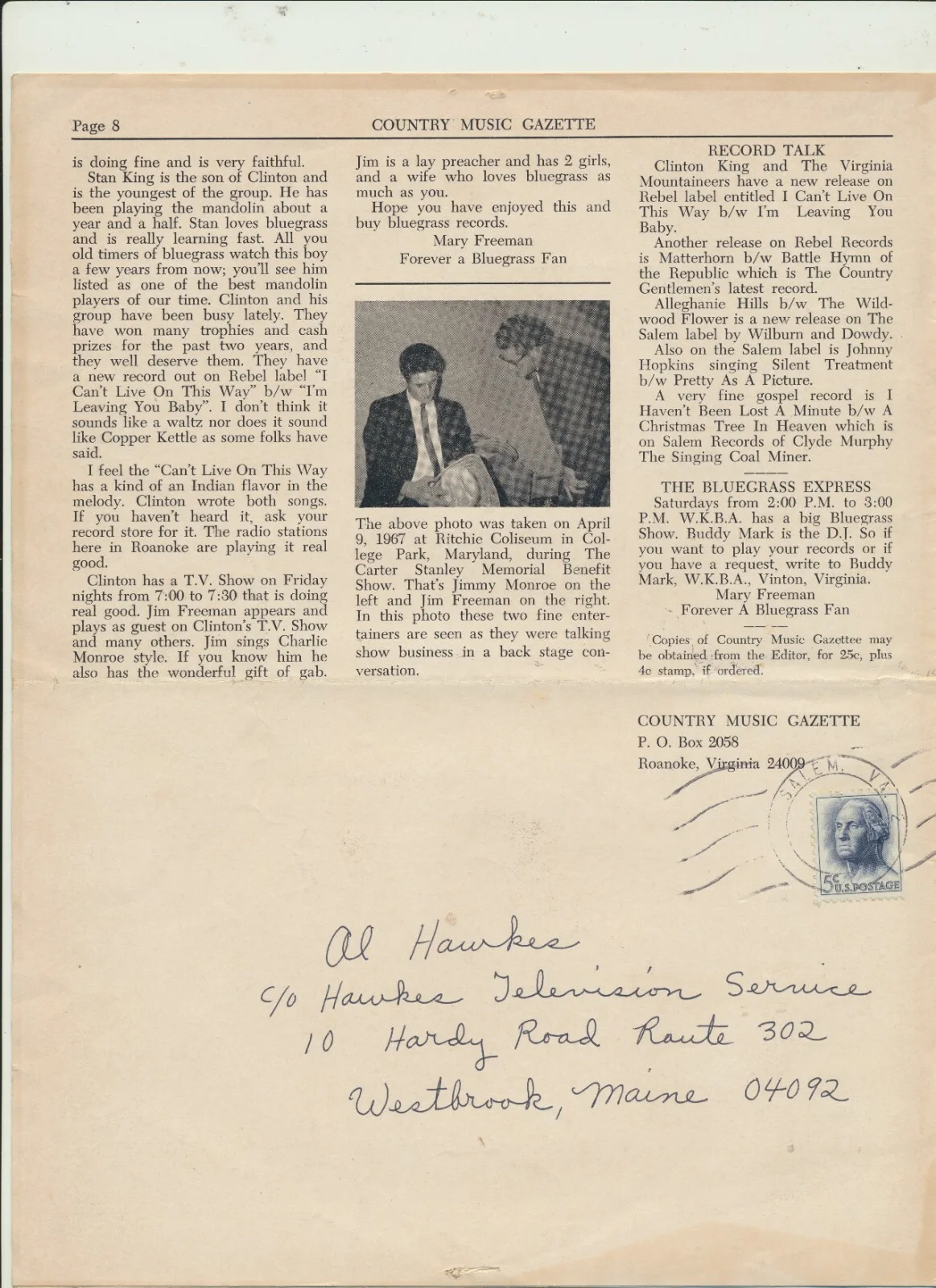 Country Music Gazette #2 Milly Hypes 1967 Al Hawkes Estate Prairie Sisters HTF, изображение 2