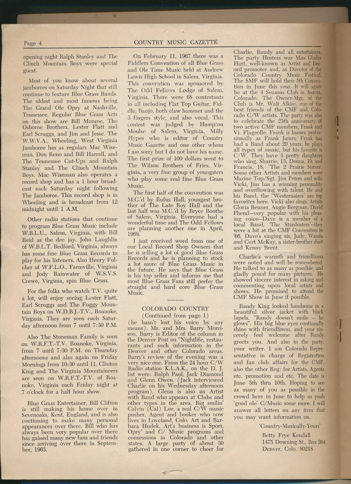 Country Music Gazette #2 Milly Hypes 1967 Al Hawkes Estate Prairie Sisters HTF, изображение 5