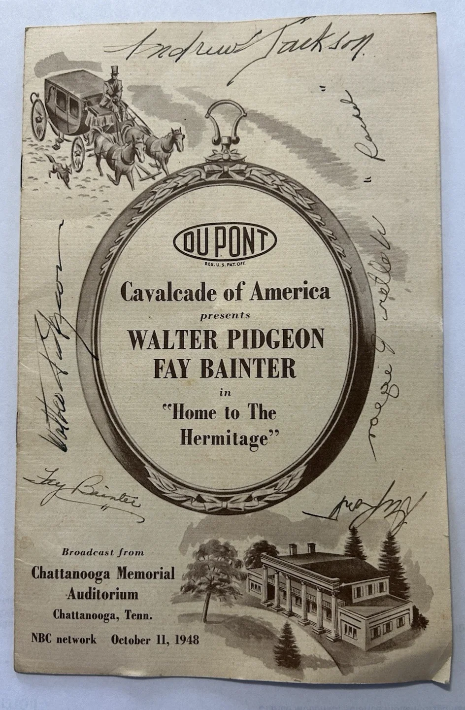 1948 Walter Pidgeon Fay Bainter Signed Program Autograph Chattanooga TN RARE, image 2
