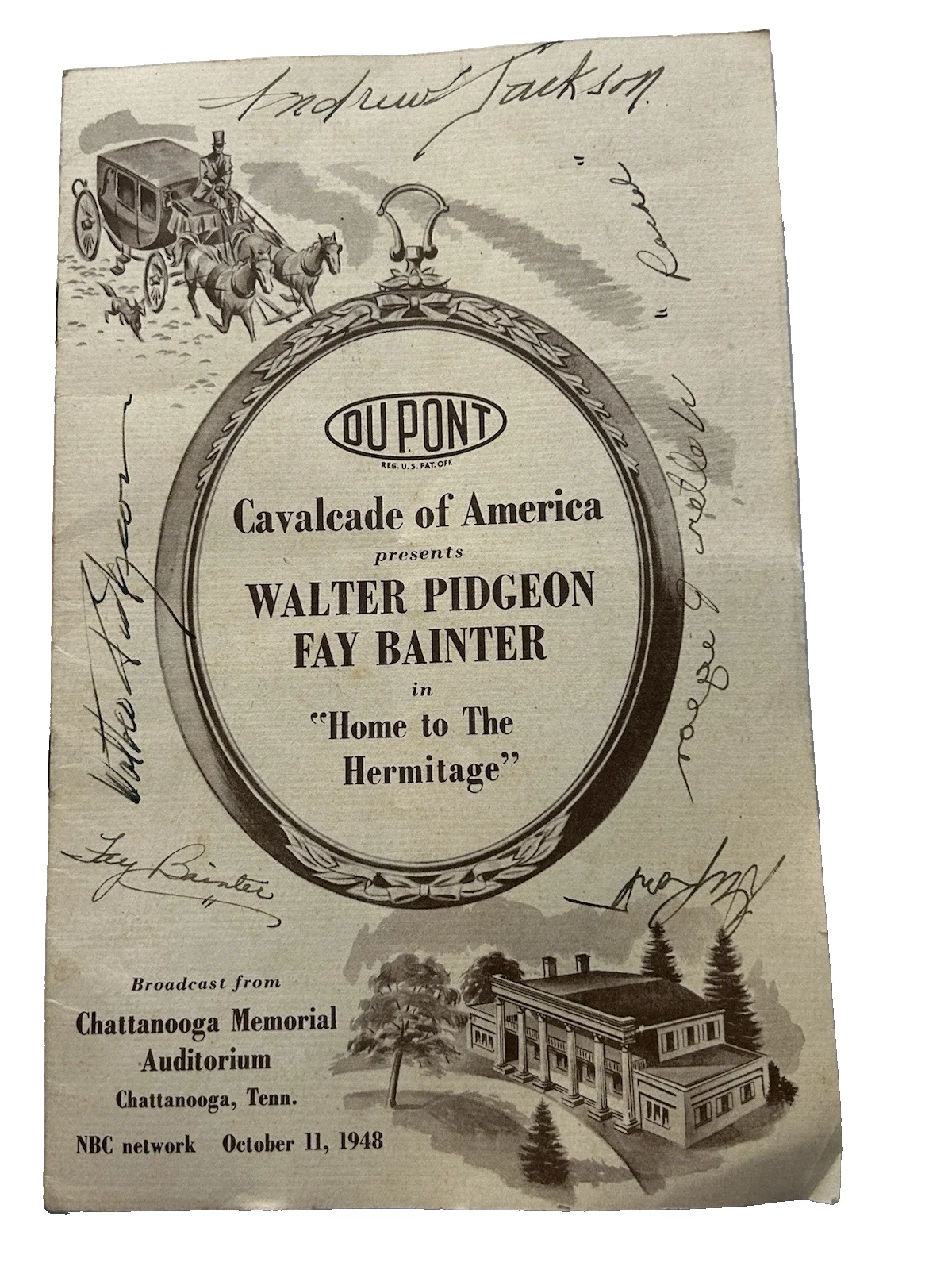 1948 Walter Pidgeon Fay Bainter Signed Program Autograph Chattanooga TN RARE, image 3