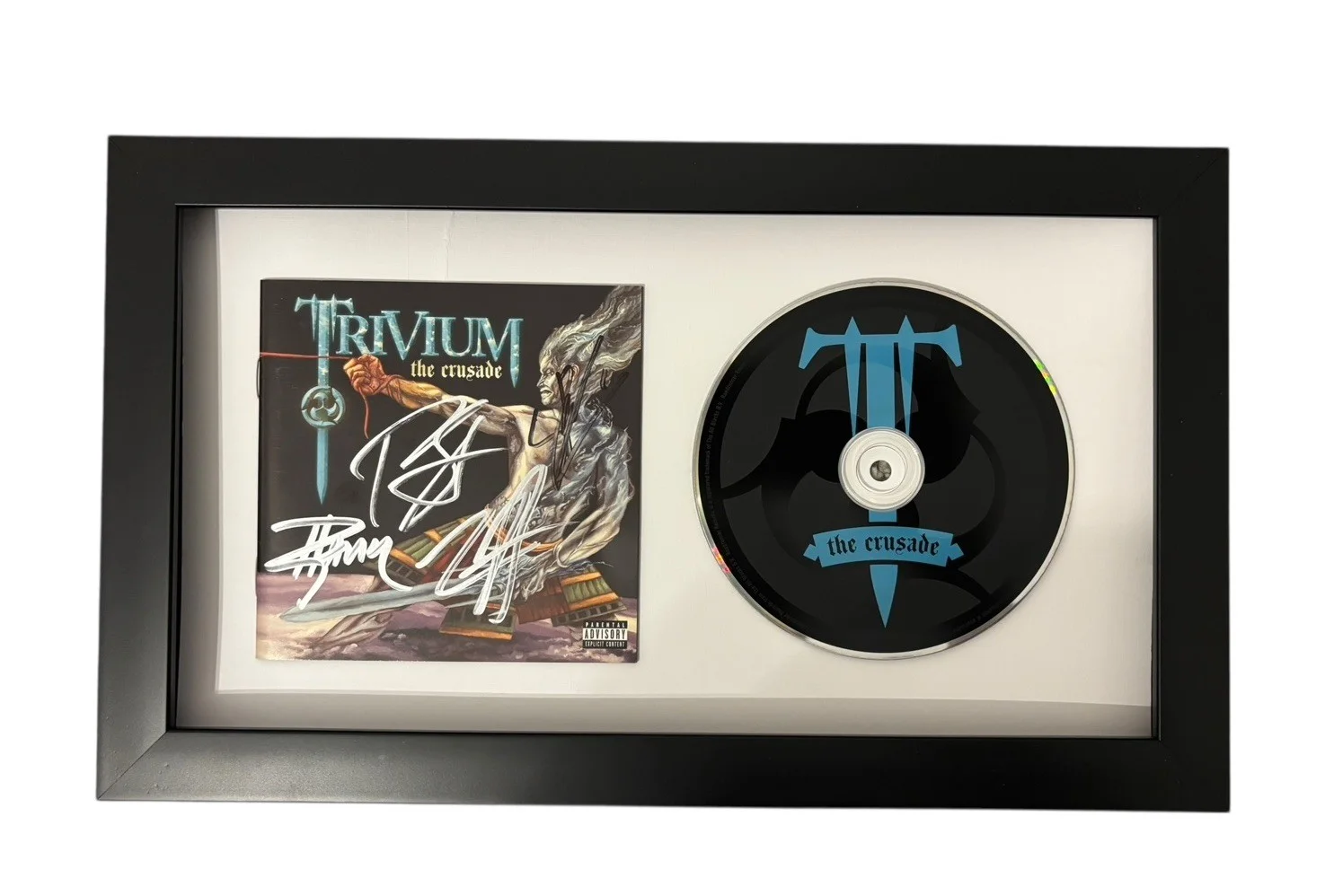 TRIVIUM SIGNED AUTOGRAPH x4 THE CRUSADE FRAMED & MATTED CD MATT HEAFY +3 JSA COA, изображение 3