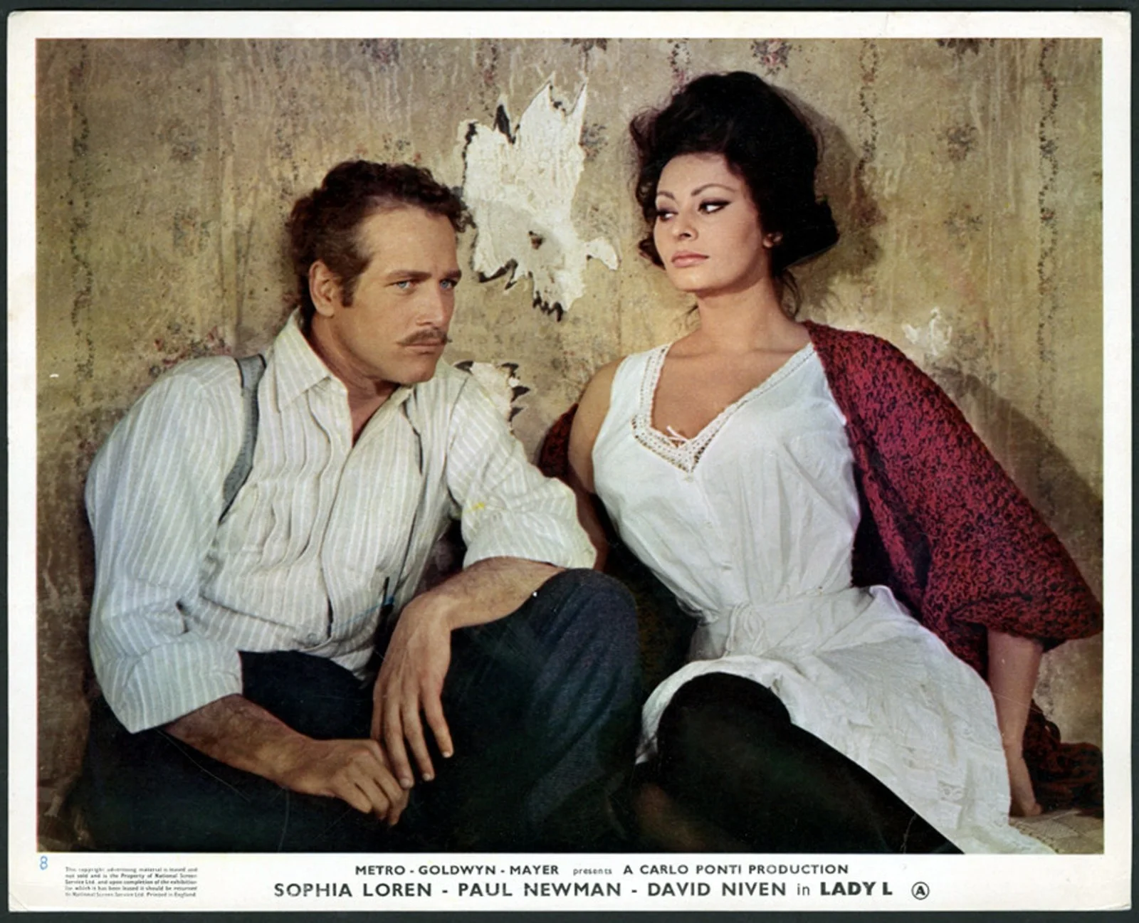 LADY L 1965 Sophia Loren, Paul Newman, David Niven 3 UK 10x8 LOBBY CARDS, изображение 3