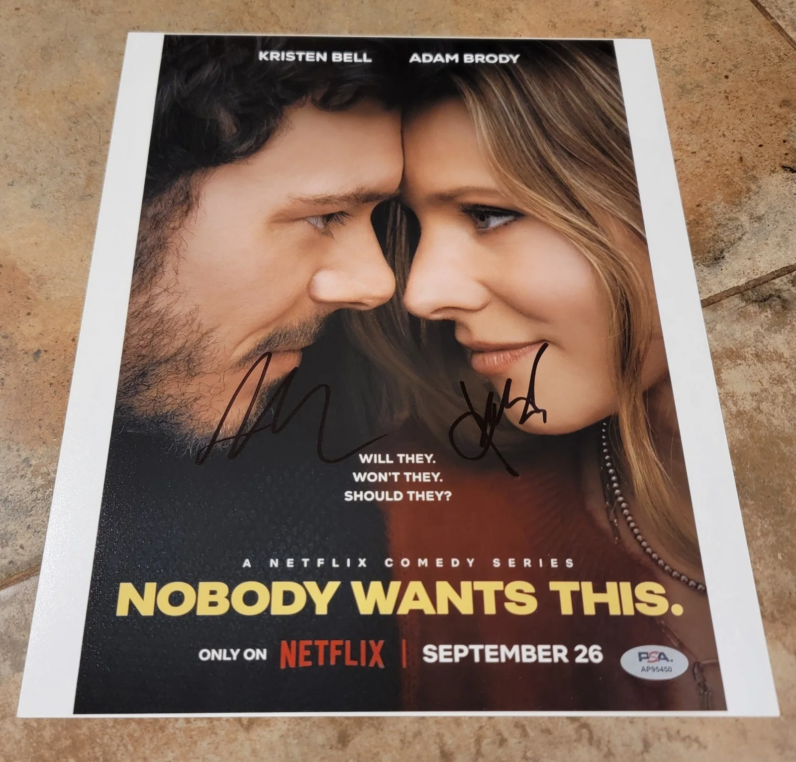 Adam Brody, Kristen Bell — Kristen Bell Adam Brody signed 11x14 photo PSA Autograph Nobody Wants This cast
