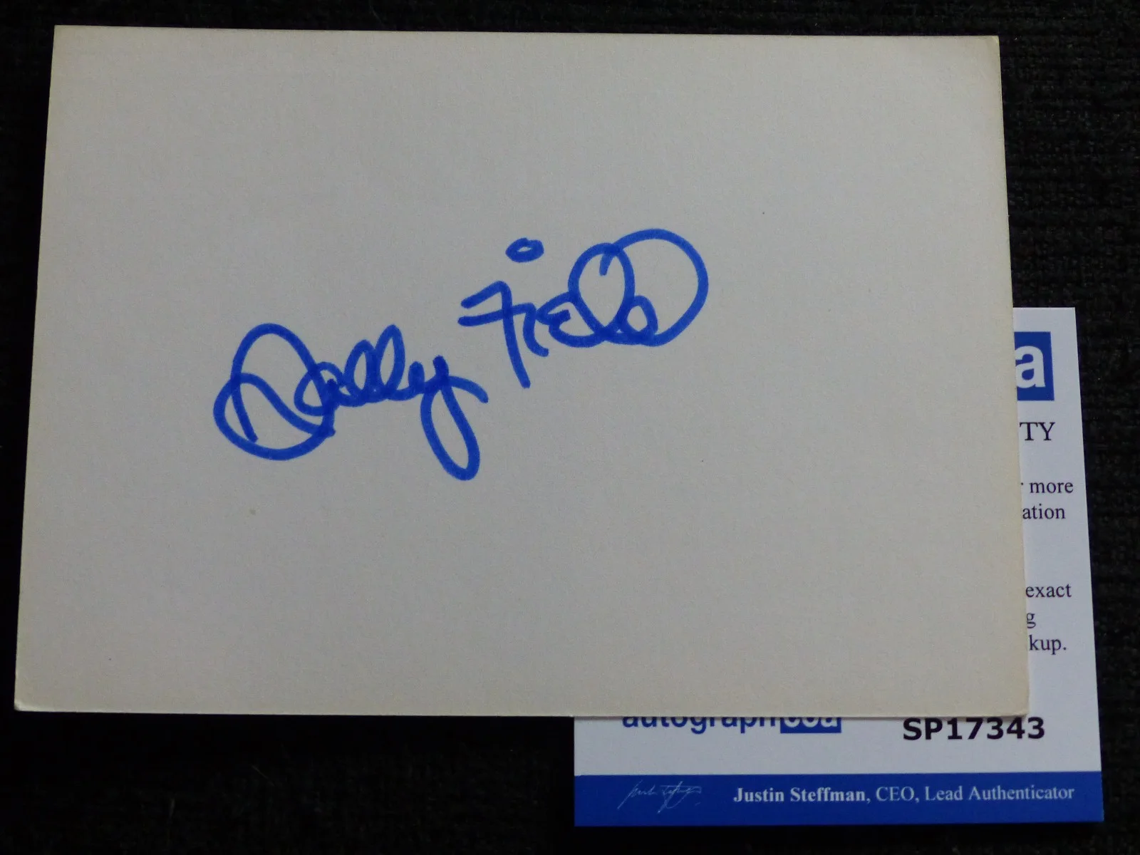 SALLY FIELD — SALLY FIELD signed autograph 4x6 autographed Index Card ACOA COA