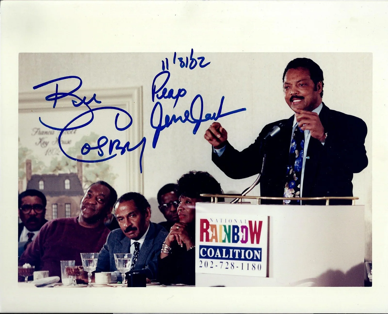 bill cosby, jesse jackson — Bill Cosby & Rev Jesse Jackson signed dual 8x10 photo in person - Rare Vintage