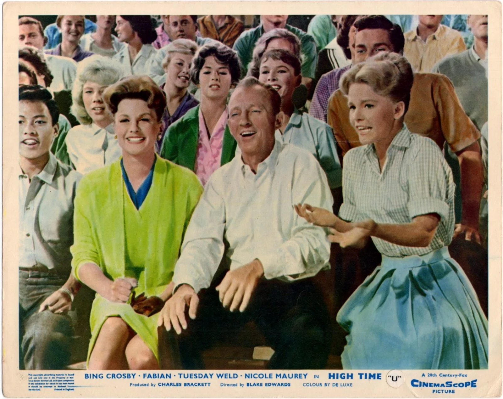 HIGH TIME 1960 Tuesday Weld, Bing Crosby, Fabian 5 UK 10x8 LOBBY CARDS, image 2