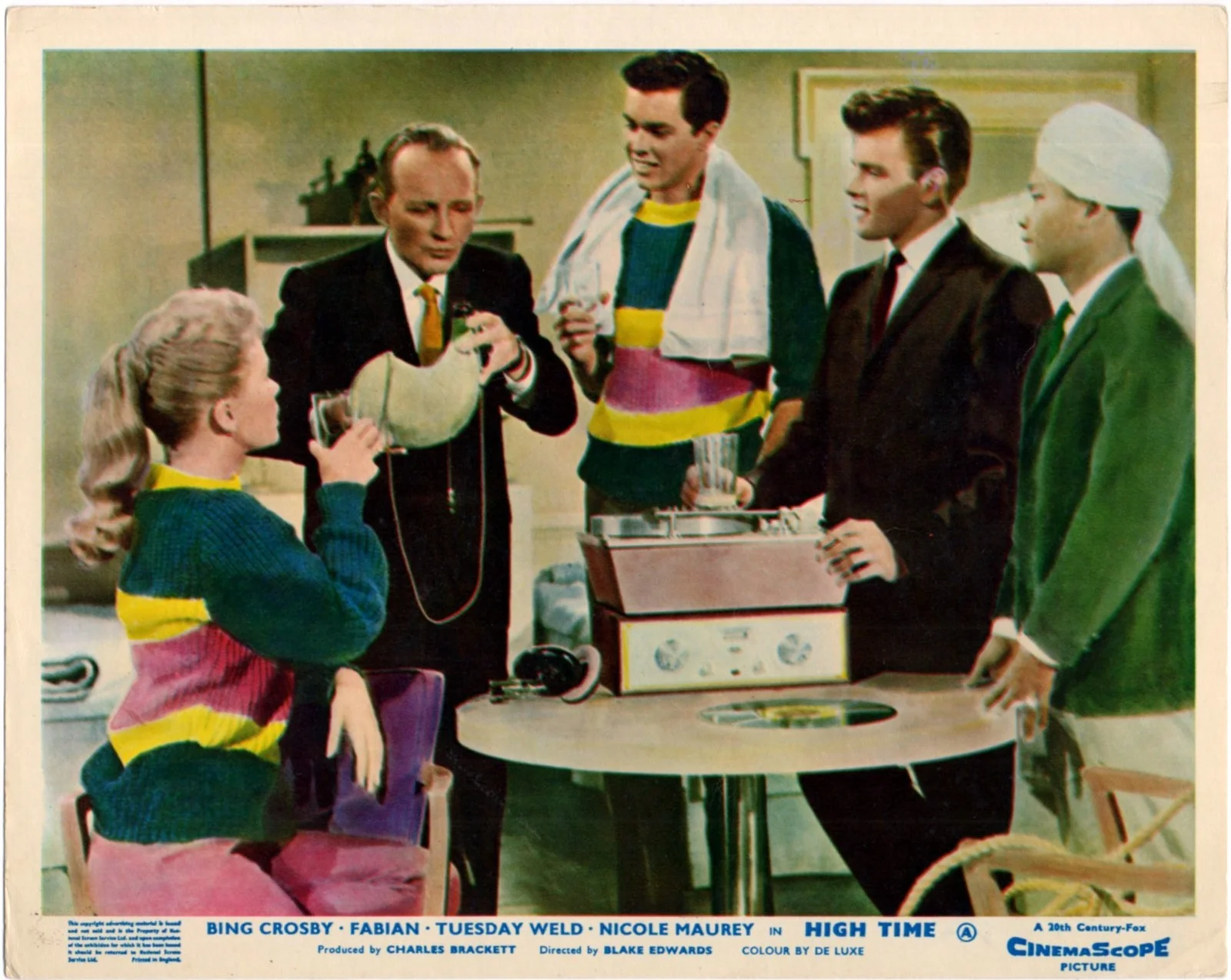 HIGH TIME 1960 Tuesday Weld, Bing Crosby, Fabian 5 UK 10x8 LOBBY CARDS, image 5