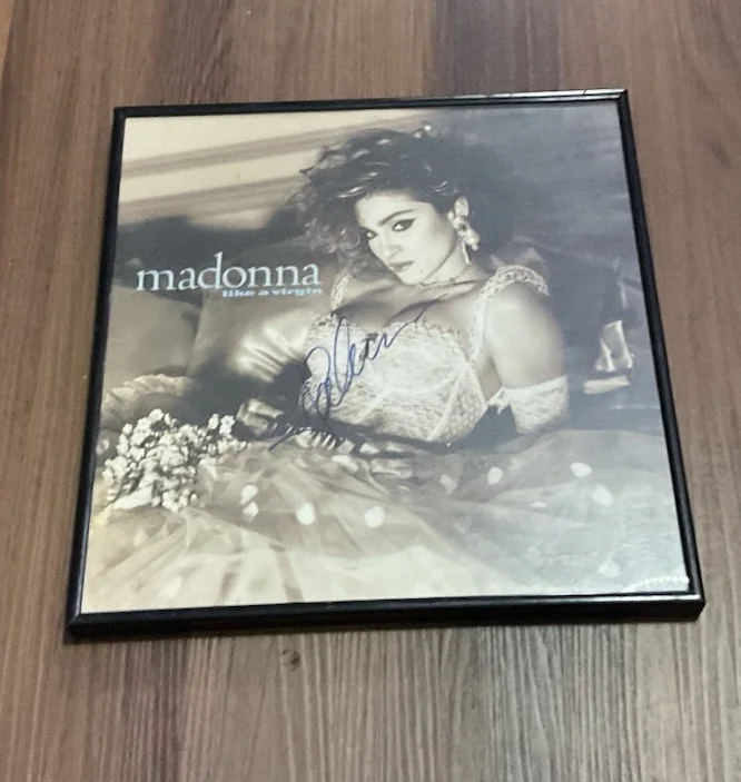 Madonna Like A Virgin LP Album Authentic Autograph In Glass Frame Rare With COA, image 2