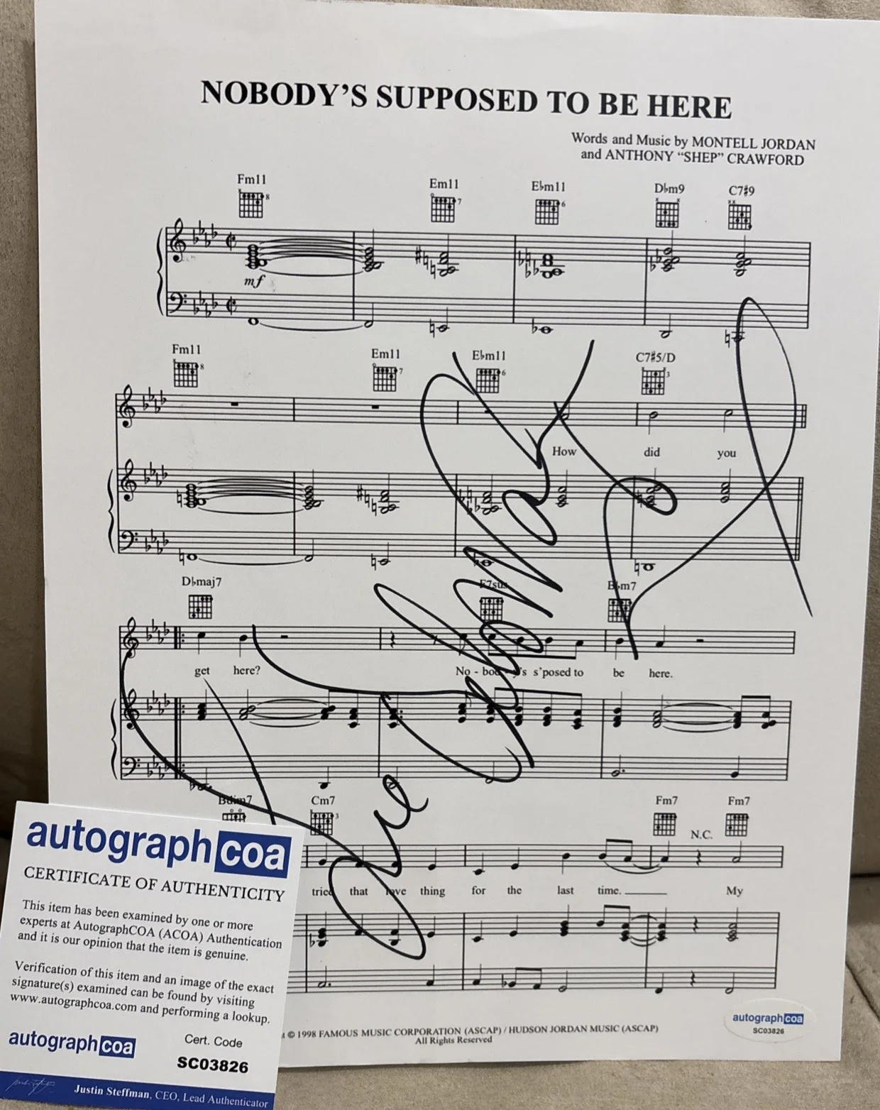 Deborah Cox — Deborah Cox Signed Autographed Nobody's Supposed to Be Here Sheet Music w/COA, изображение 4