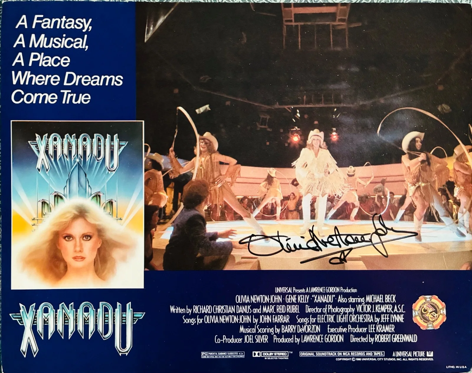 Olivia Newton John — Olivia Newton John signed Xanadu color photo (set of 3 price discount for $300)