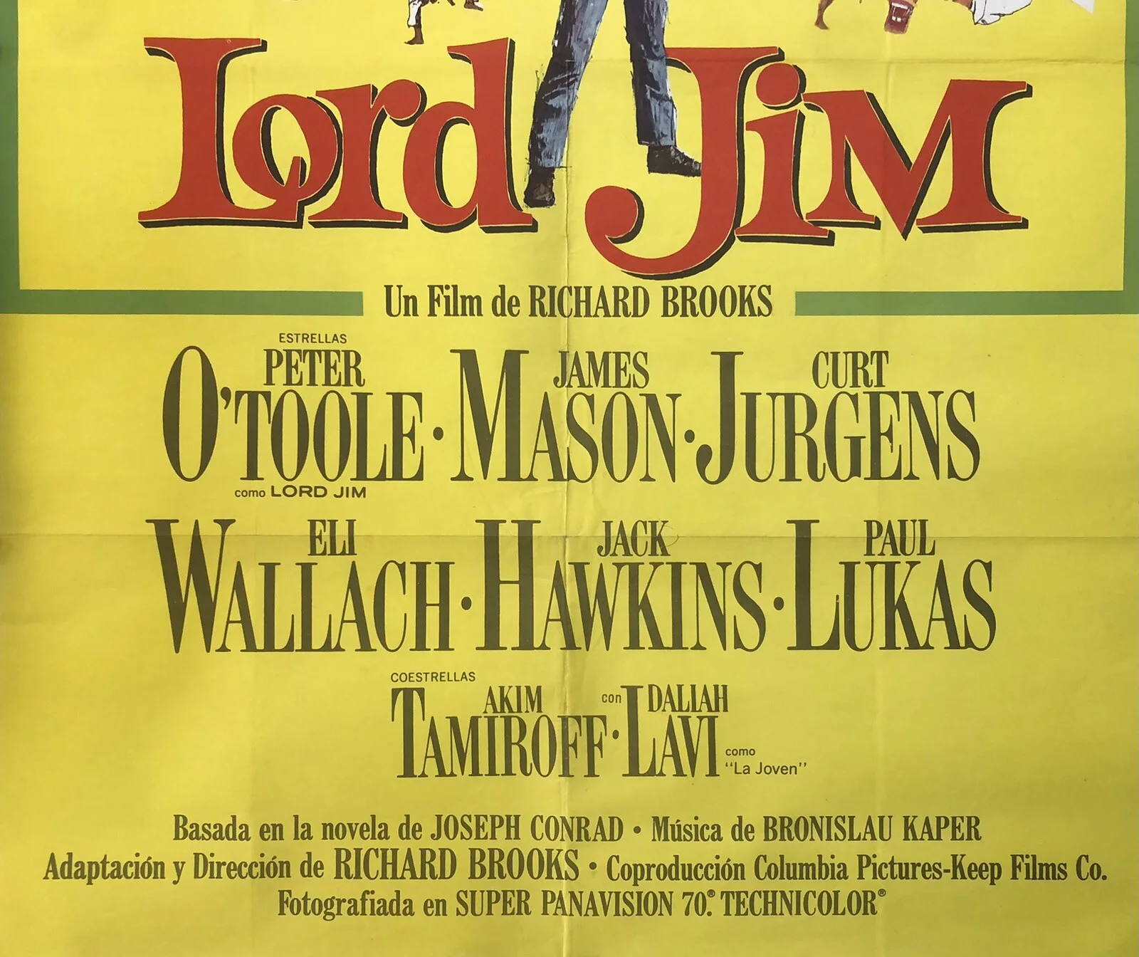 Vintage LORD JIM Movie Cinema Poster, PETER O'TOOLE, JAMES MASON, Spanish, 1965, изображение 5