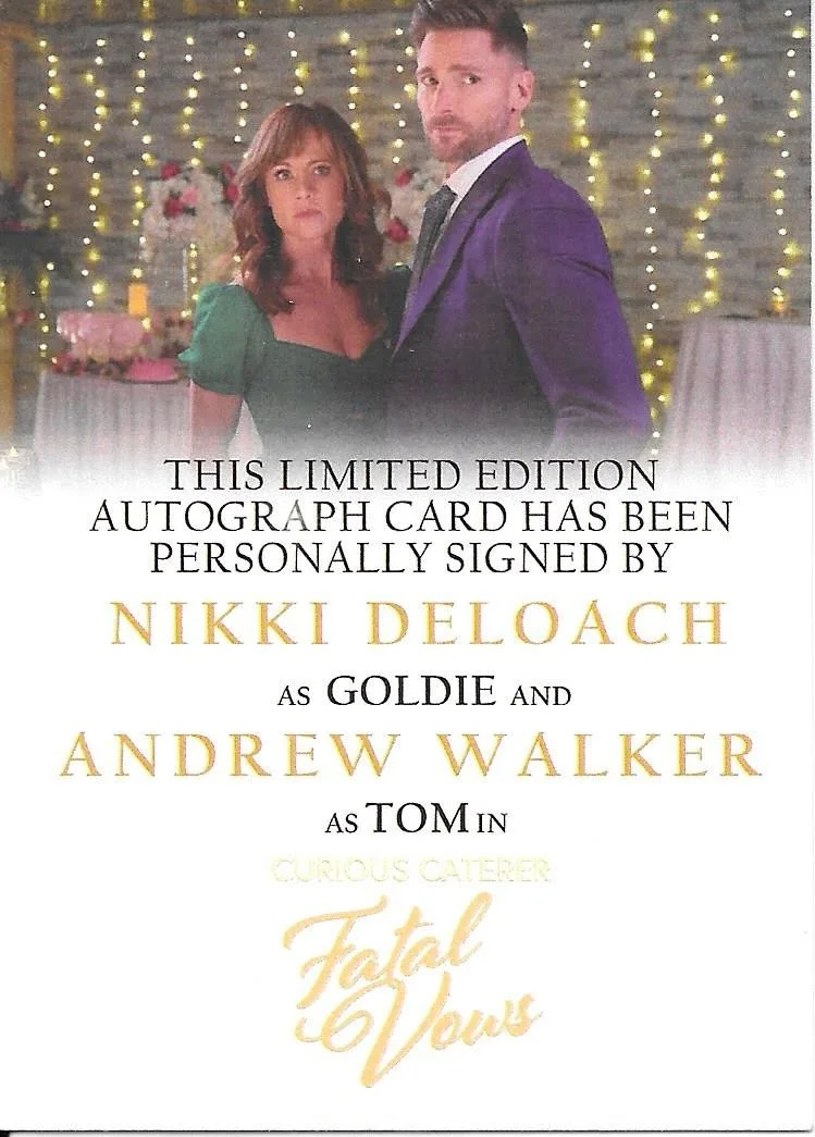 Nikki DeLoach, Andrew Walker — Nikki DeLoach & Andrew Walker Curious Caterer Fatal Vows Signed Dual Custom Card, изображение 2