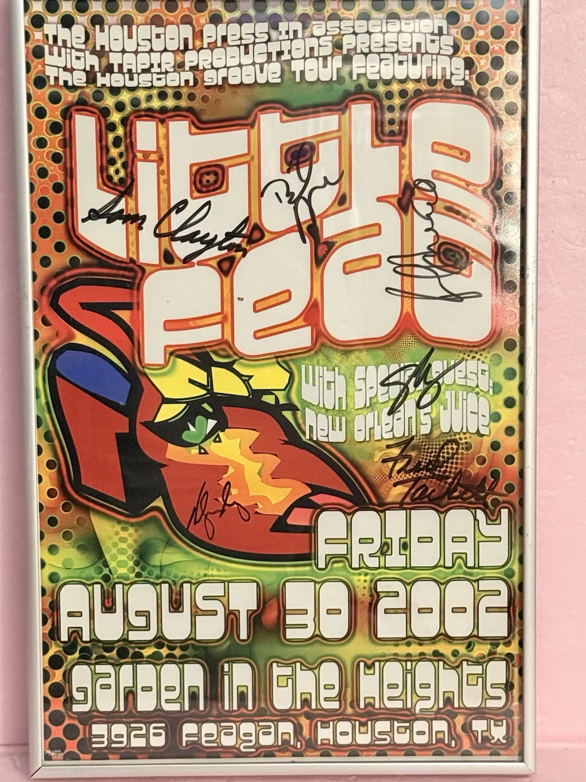 2002 Little Feats Concert Poster Framed And Signed 17”x11”, изображение 2