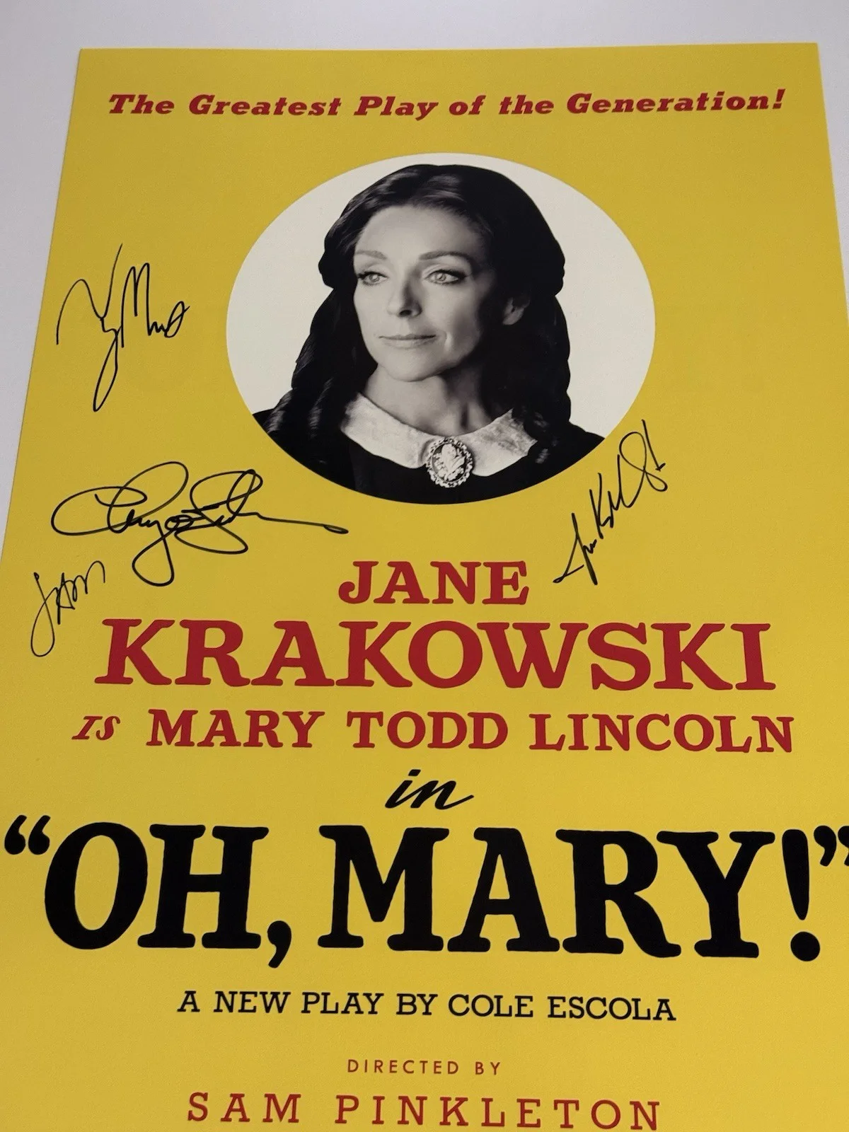 Jane Krakowski, Tony Macht, Cheyenne Jackson — Oh, Mary! Jane Krakowski +3 Cast signed Broadway Poster Window Card Windowcard, изображение 3