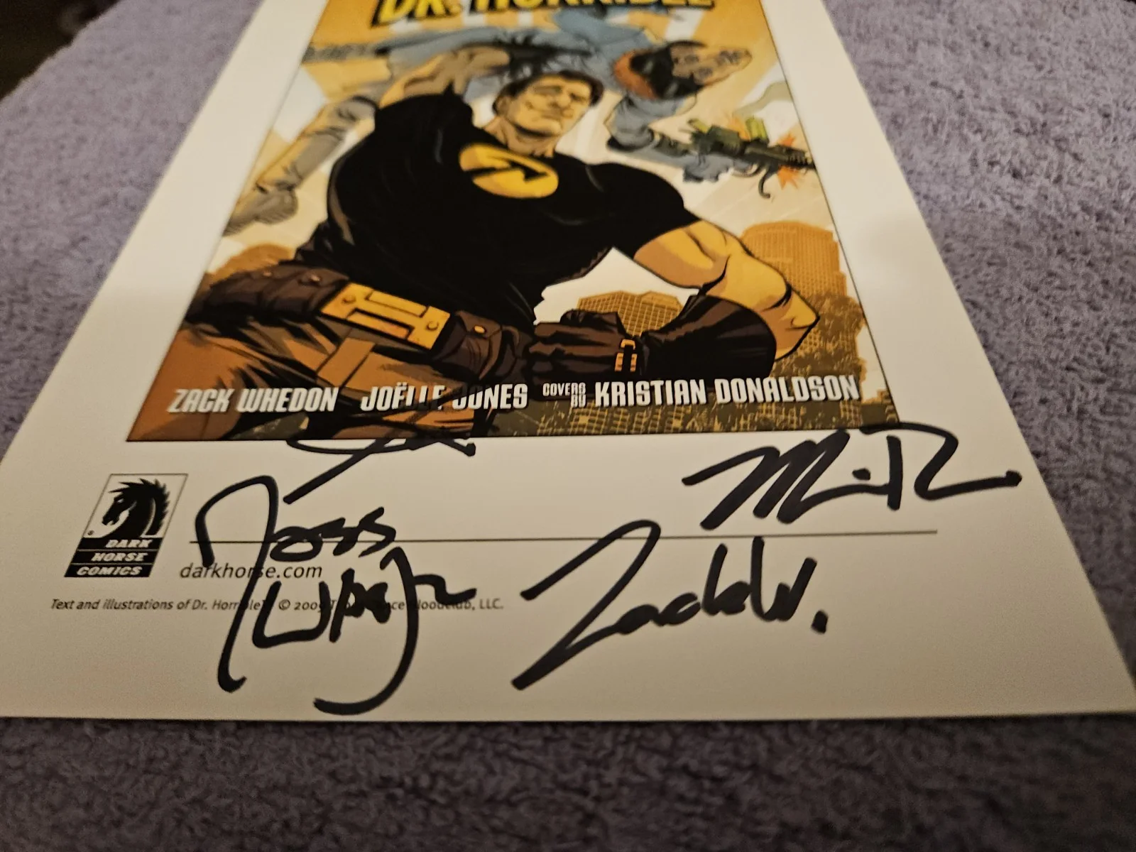 Dark Horse Dr Horrible Hand Signed 5x8 Photo By 4 Joss Whedon Zack Whedon, изображение 2