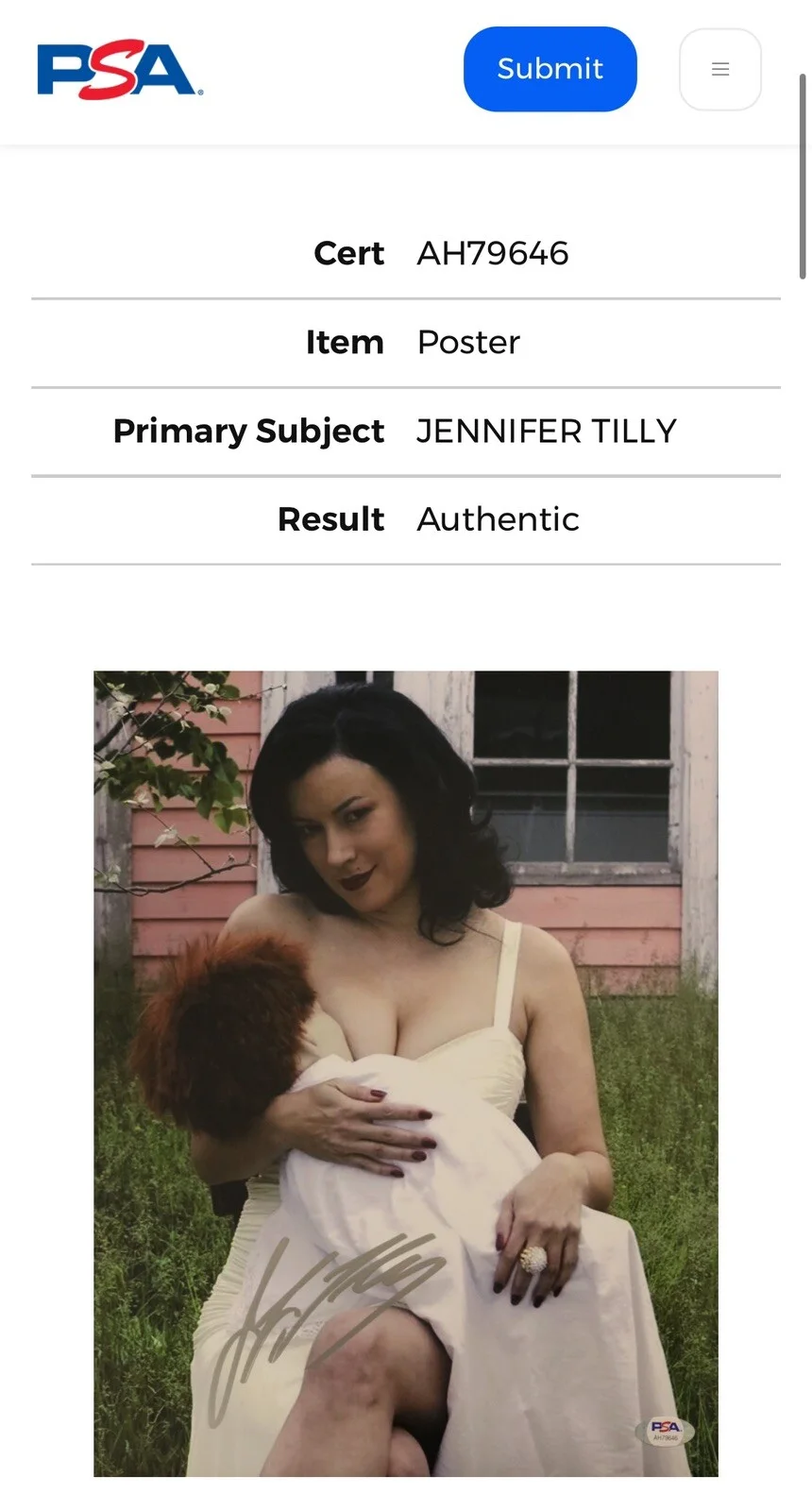 Jennifer Tilly — JENNIFER TILLY SIGNED “TIFFANY” BRIDE OF CHUCKY 11x14 PHOTO AUTOGRAPH PSA/DNA, изображение 4