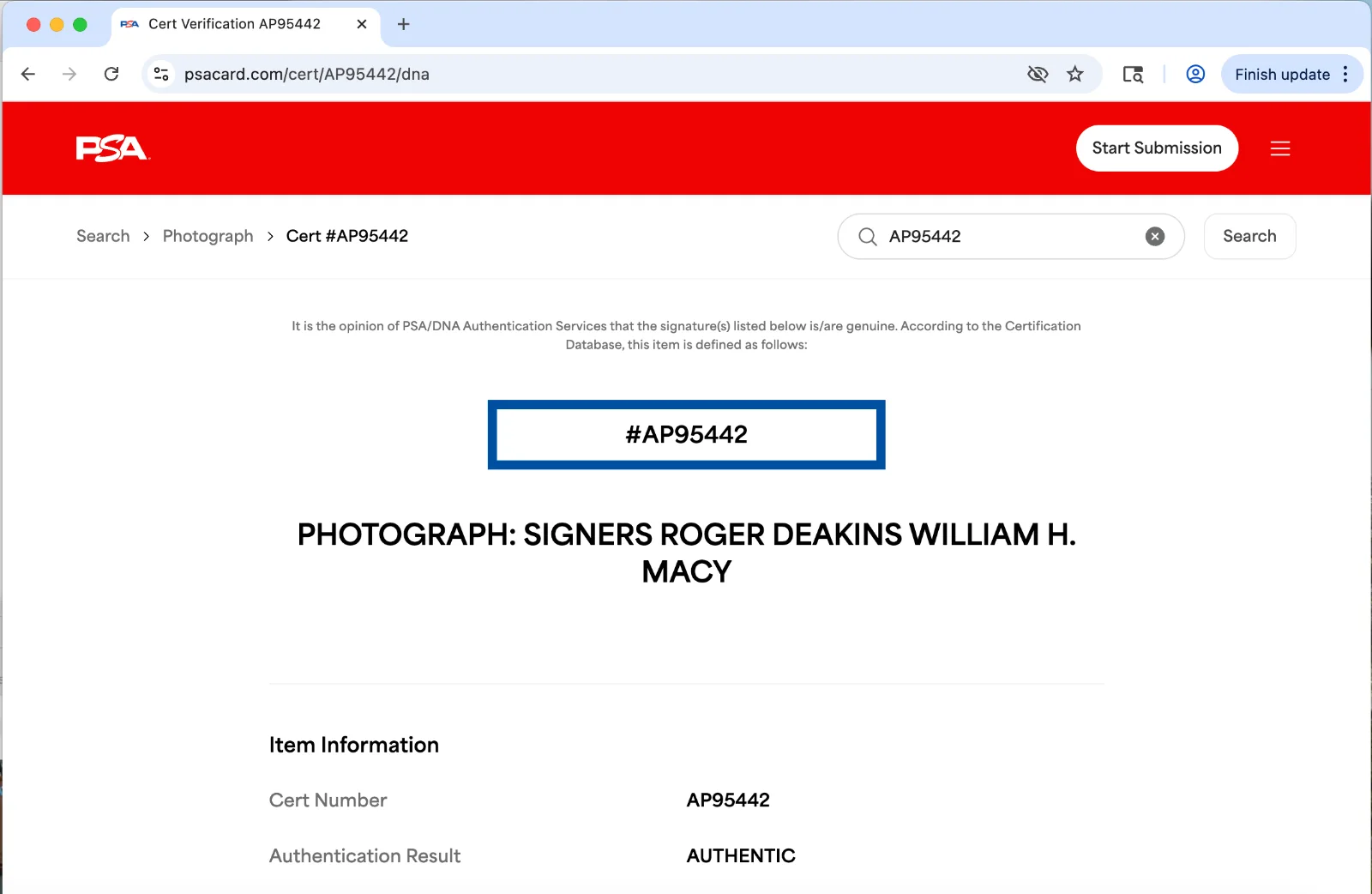 William H Macy, Roger Deakins — William H Macy Roger Deakins signed 8x10 photo PSA DNA autograph Fargo cast, image 3
