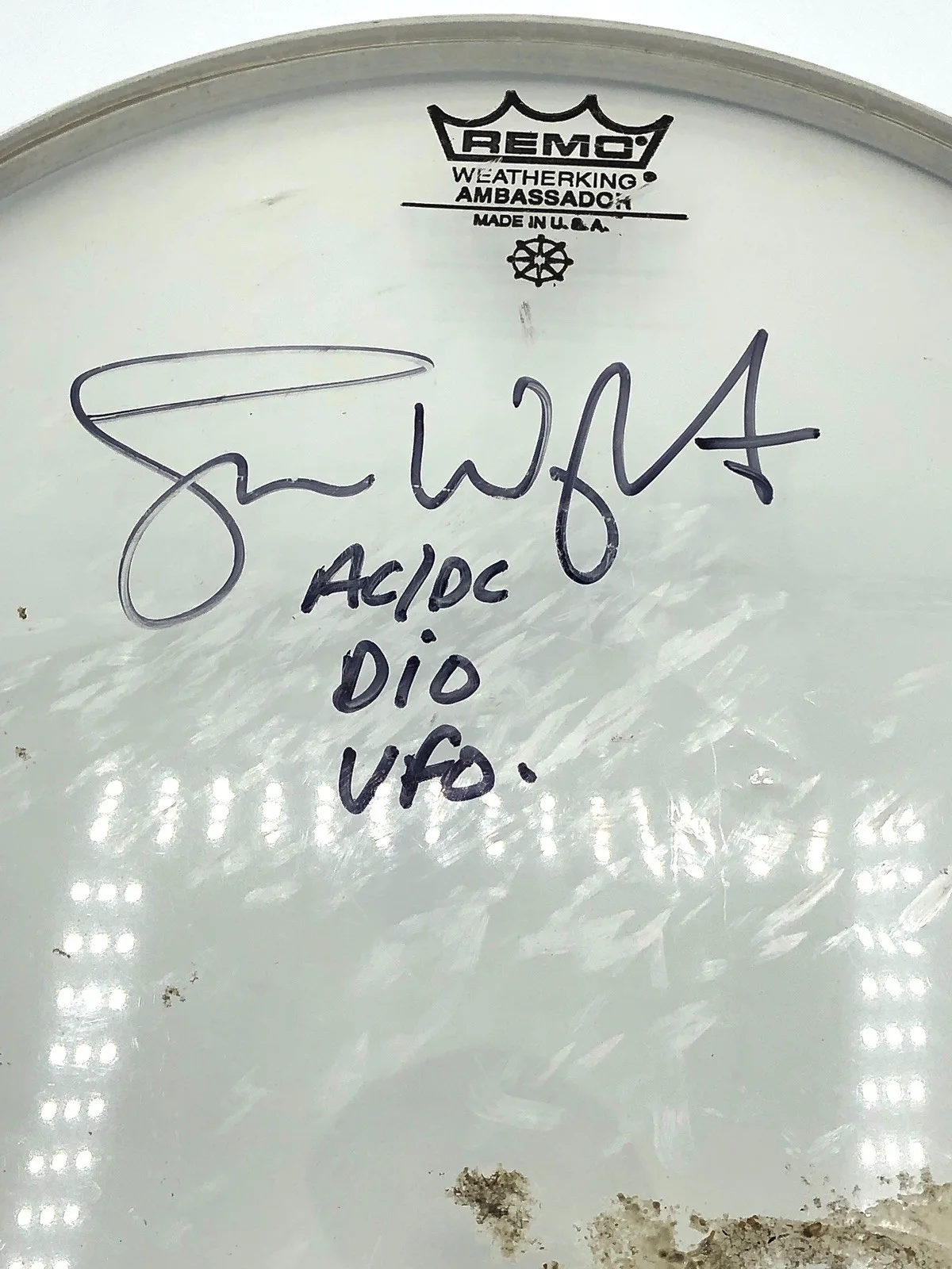 Simon Wright Signed Remo Drum Head Autographed AC/DC Dio UFO Drummer 10.25", image 2