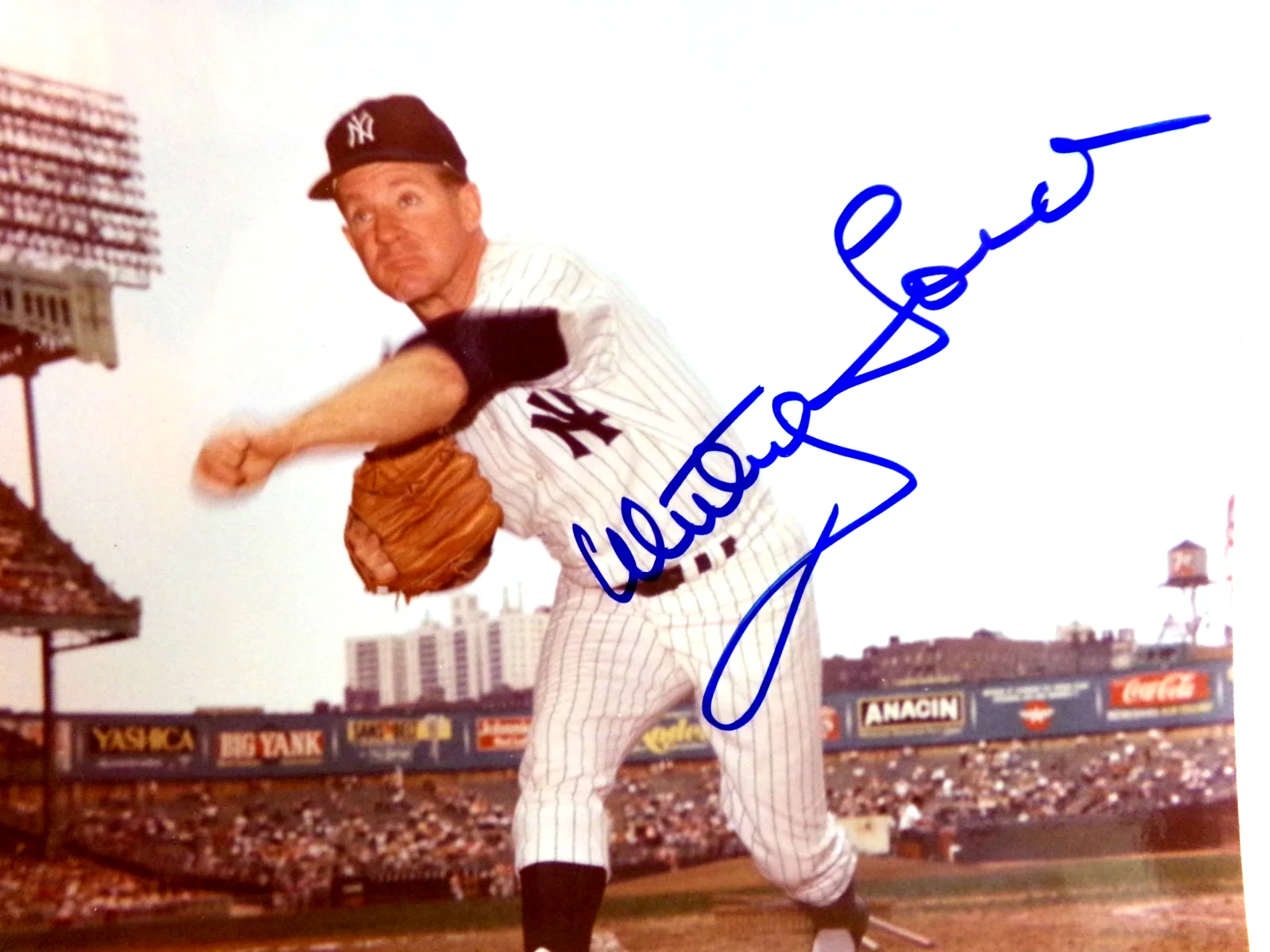 Autograph WHITEY FORD New York Yankees pitcher / signed 8x10 glossy photo, image 2